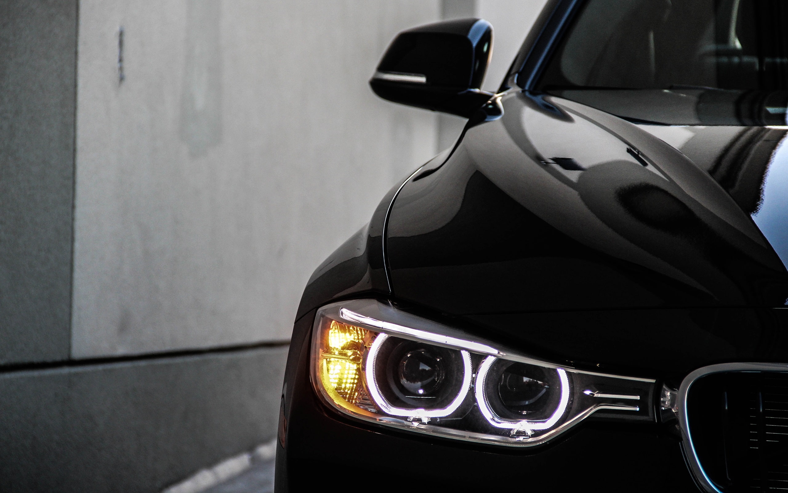 Eyes, BMW, Black, 2013, Car, 2K, Angel, HD Wallpaper