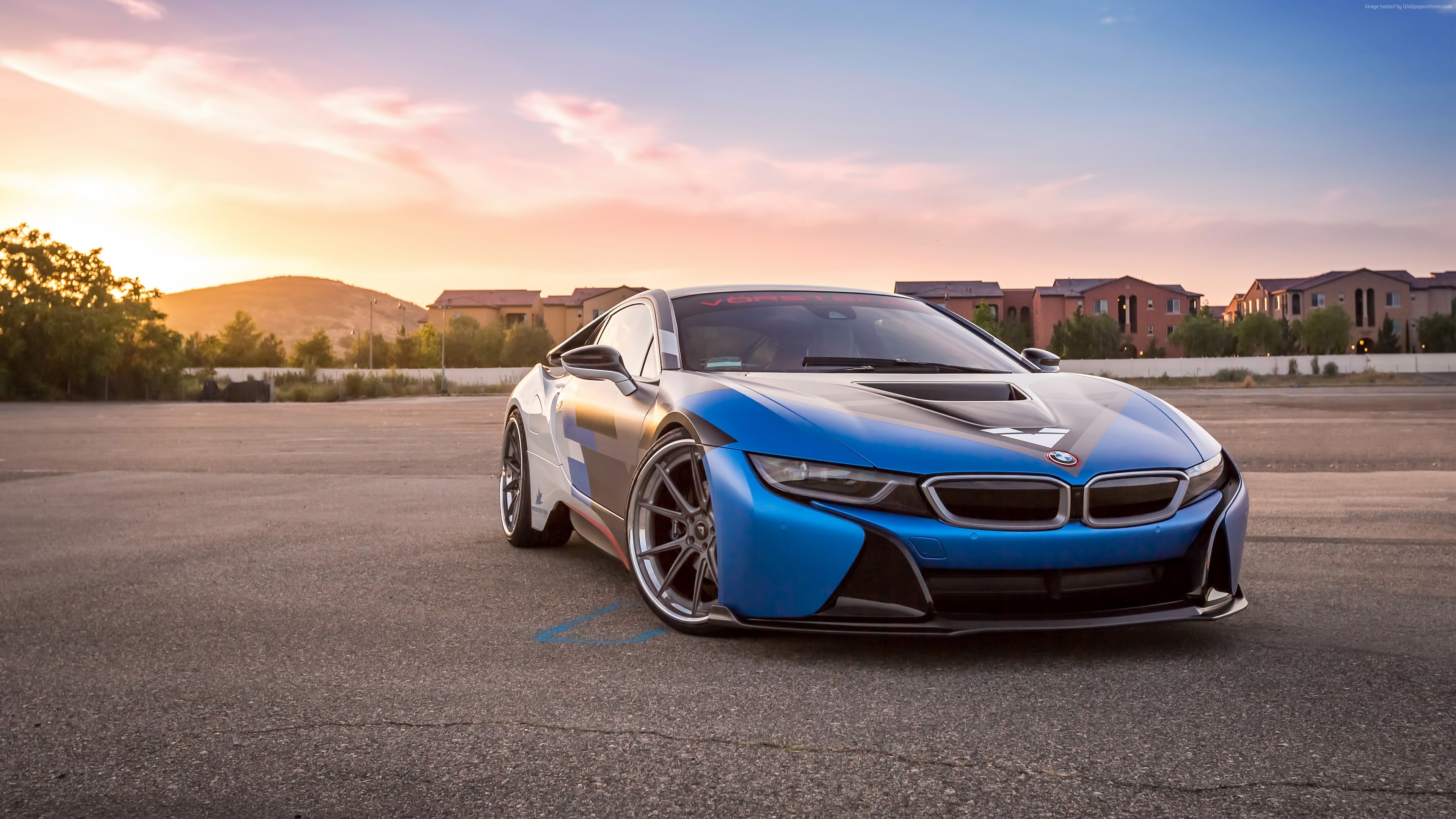 Vorsteiner VR-E BMW i8, sport cars, blue, 4K, supercar, HD Wallpaper