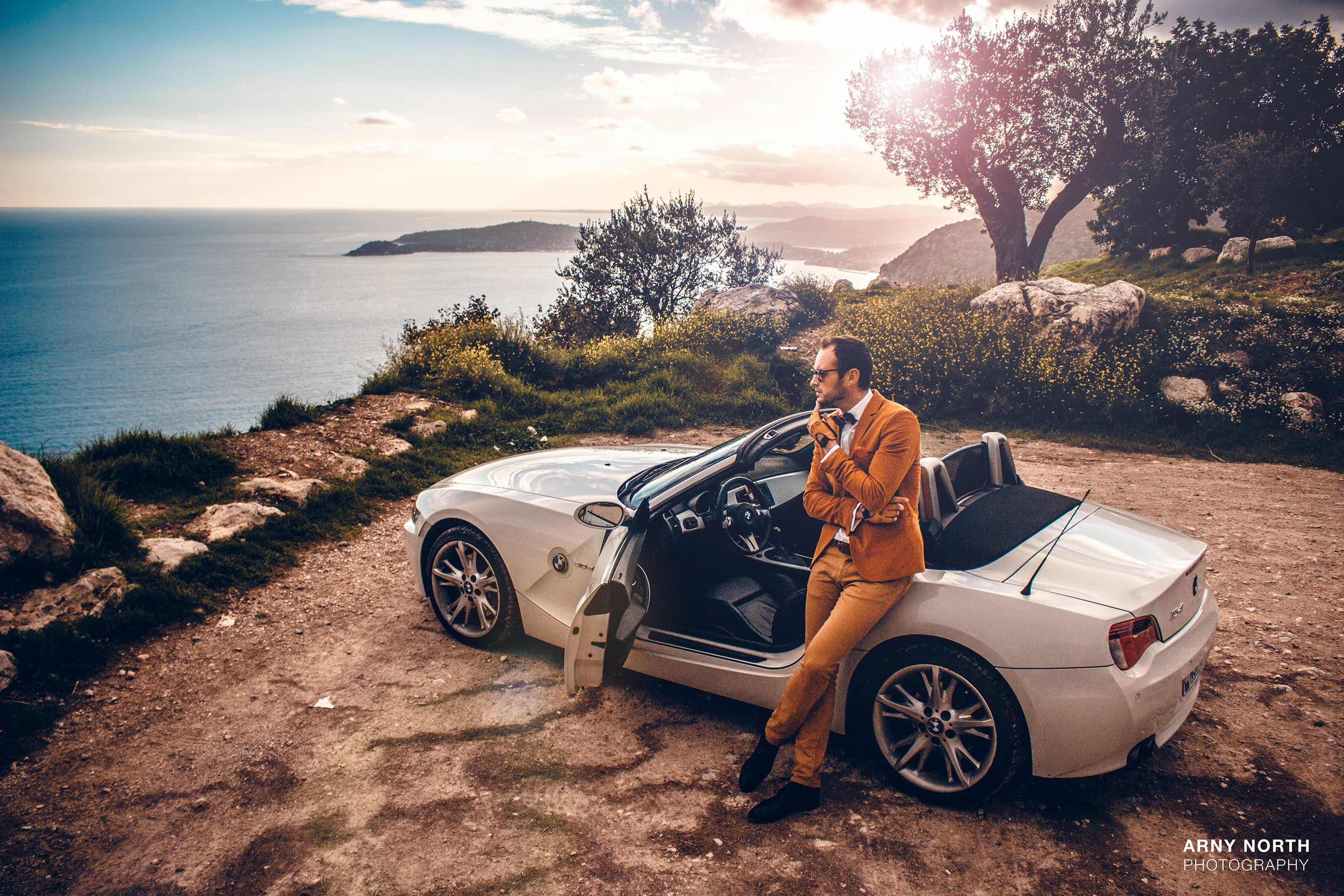 leisure activity, BMW Z4, land vehicle, sky, one person, lifestyles, mid adult, transportation, BMW, plant, water, cloud - sky, mode of transportation, HD Wallpaper