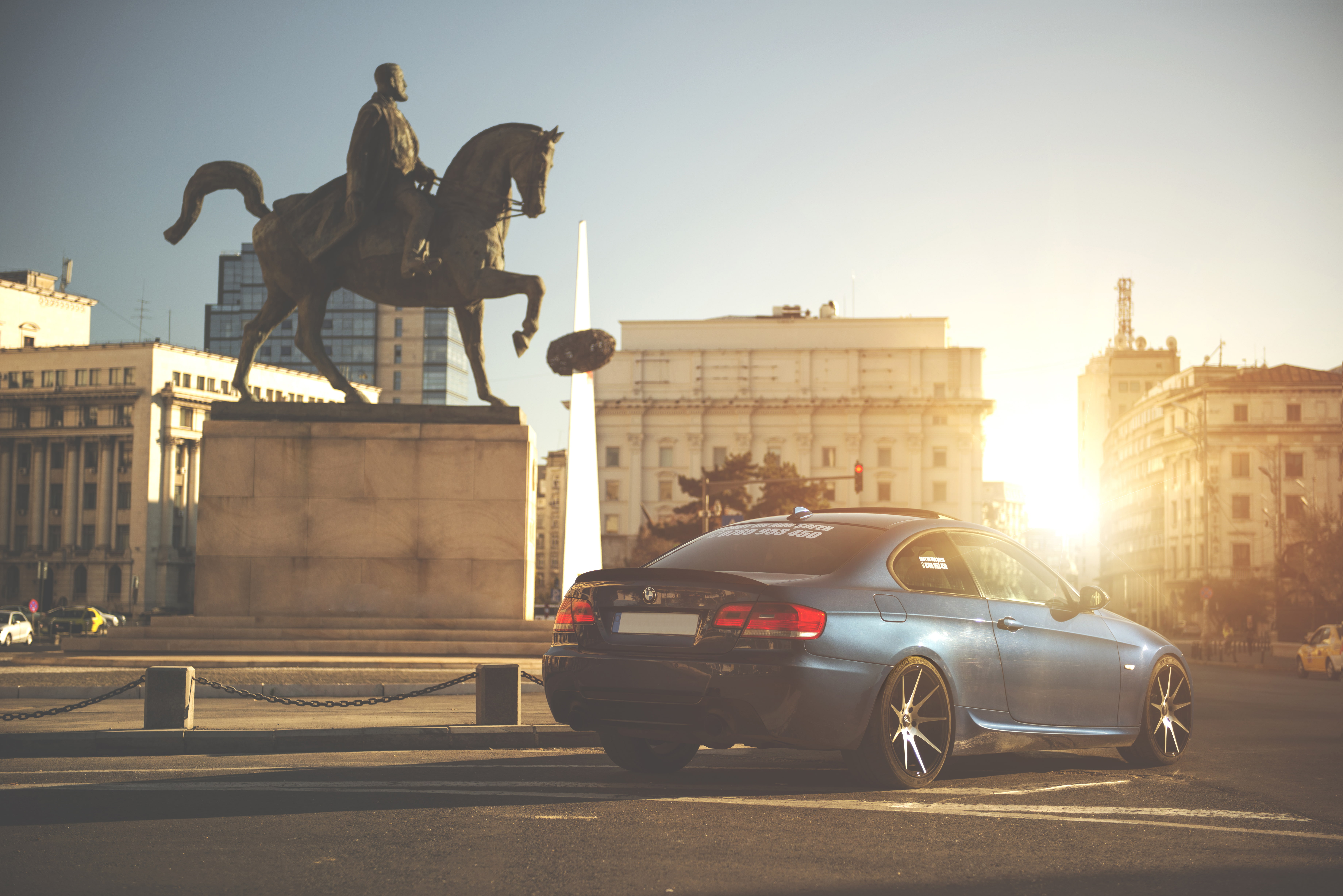 E92, BMW, Deep Concave, 5K, Blue, Area, Drives, rays, the sun, Back, Tuning, HD Wallpaper