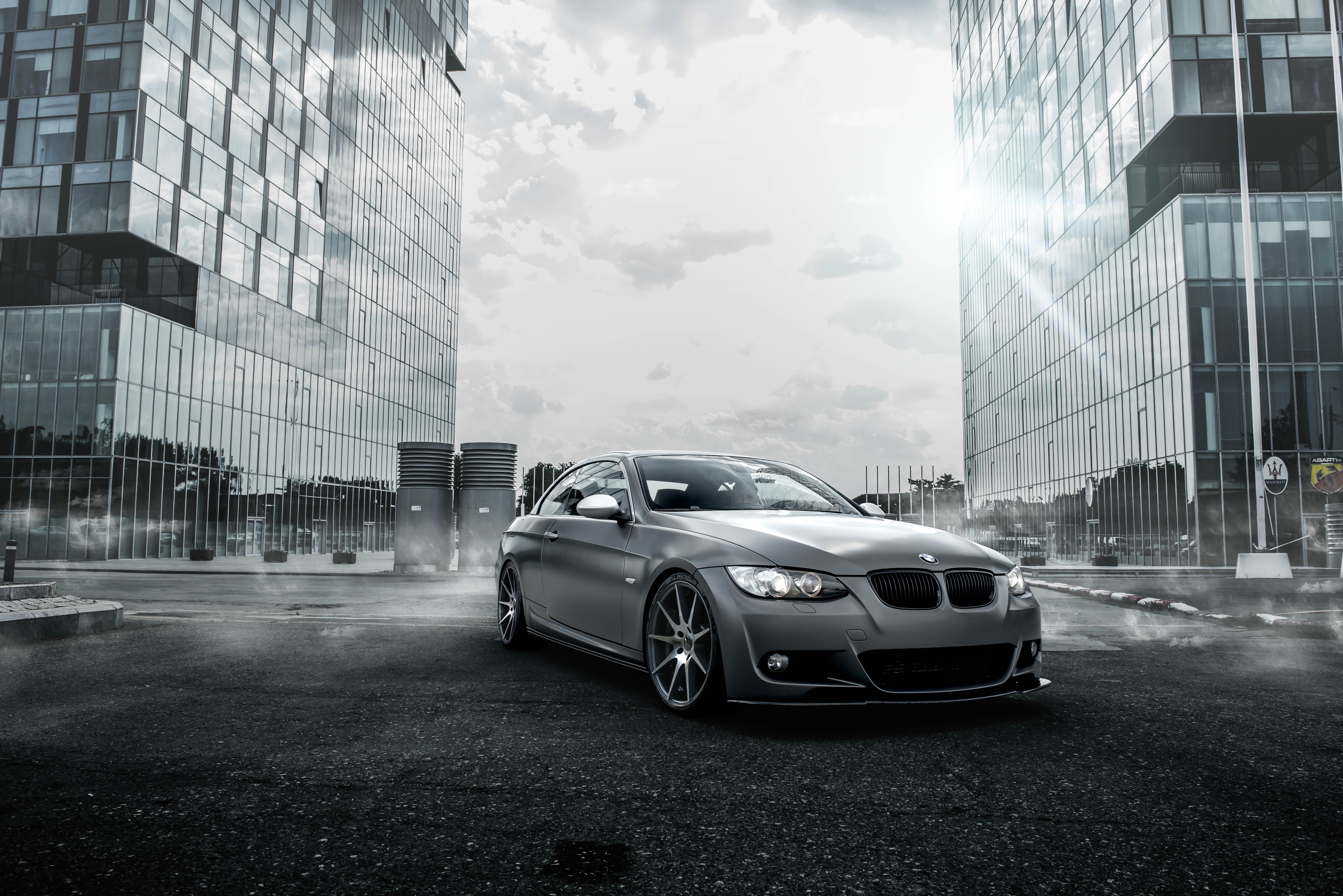 road, car, no people, skyscraper, city, mode of transportation, transportation, built structure, Tuning, modern, building exterior, land vehicle, architecture, HD Wallpaper