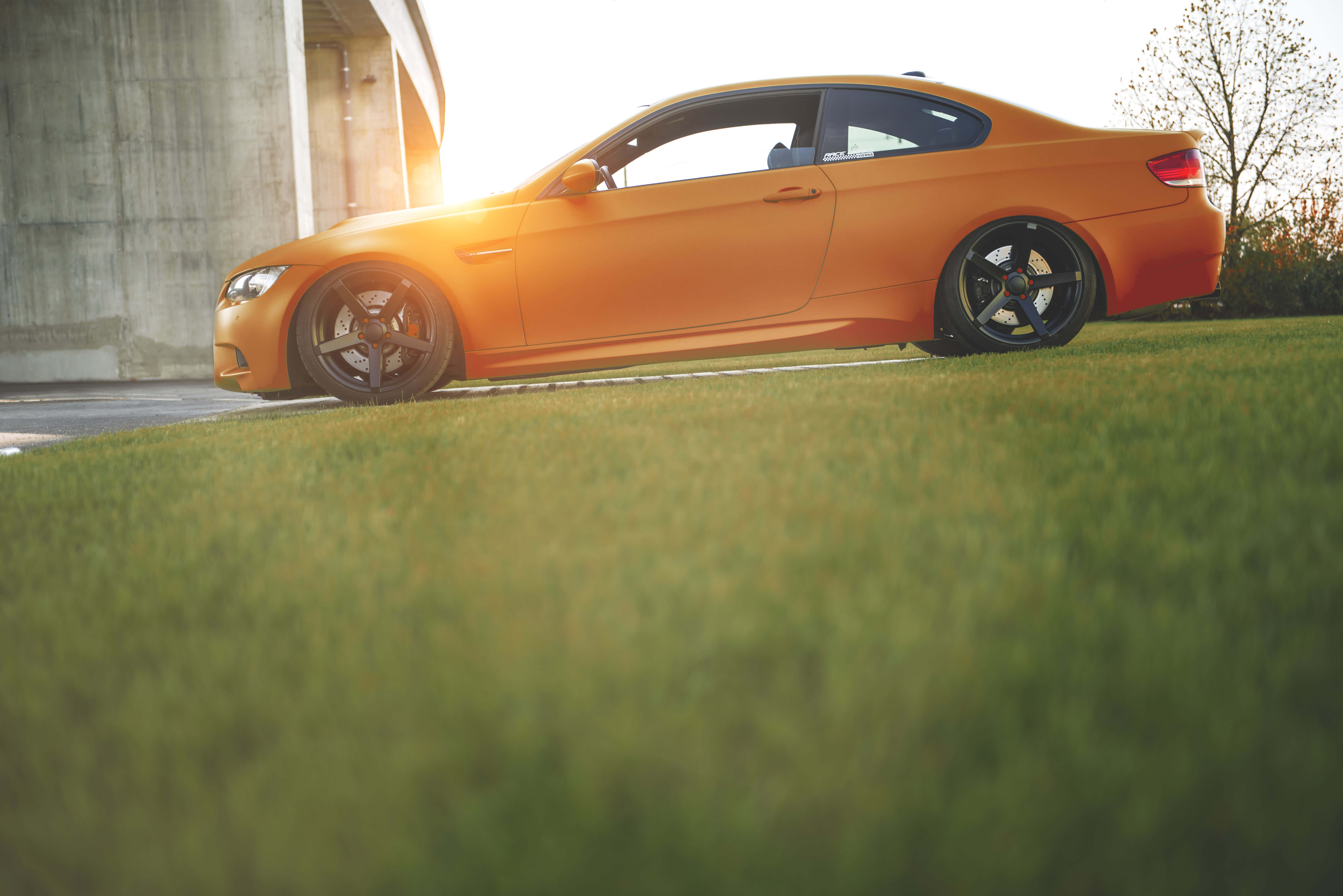 5K, Deep Concave, Orange, BMW, E92, grass, Tuning, Drives, HD Wallpaper