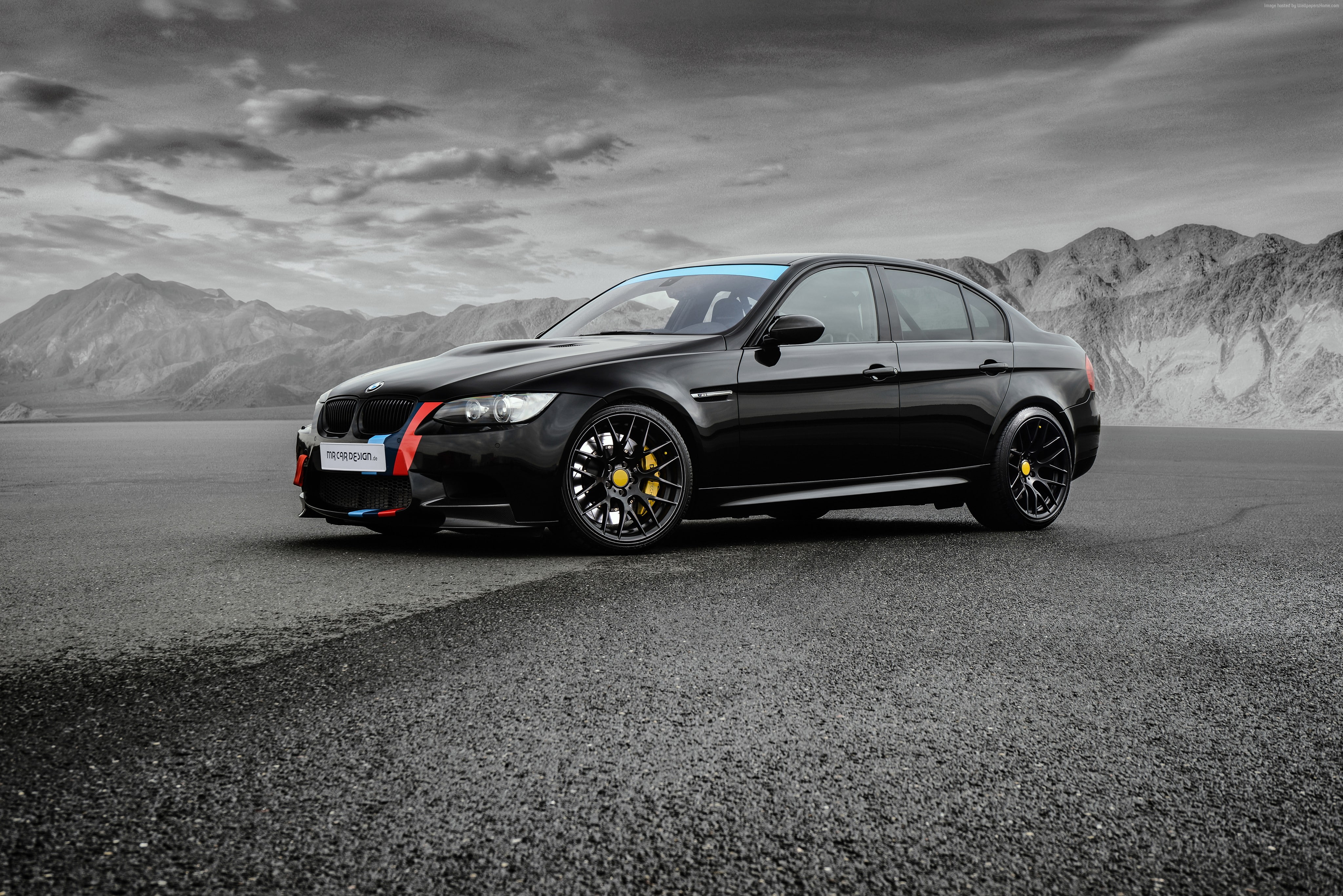 (E90), black, 4K, MR Car Design, BMW M3, Sedan, HD Wallpaper