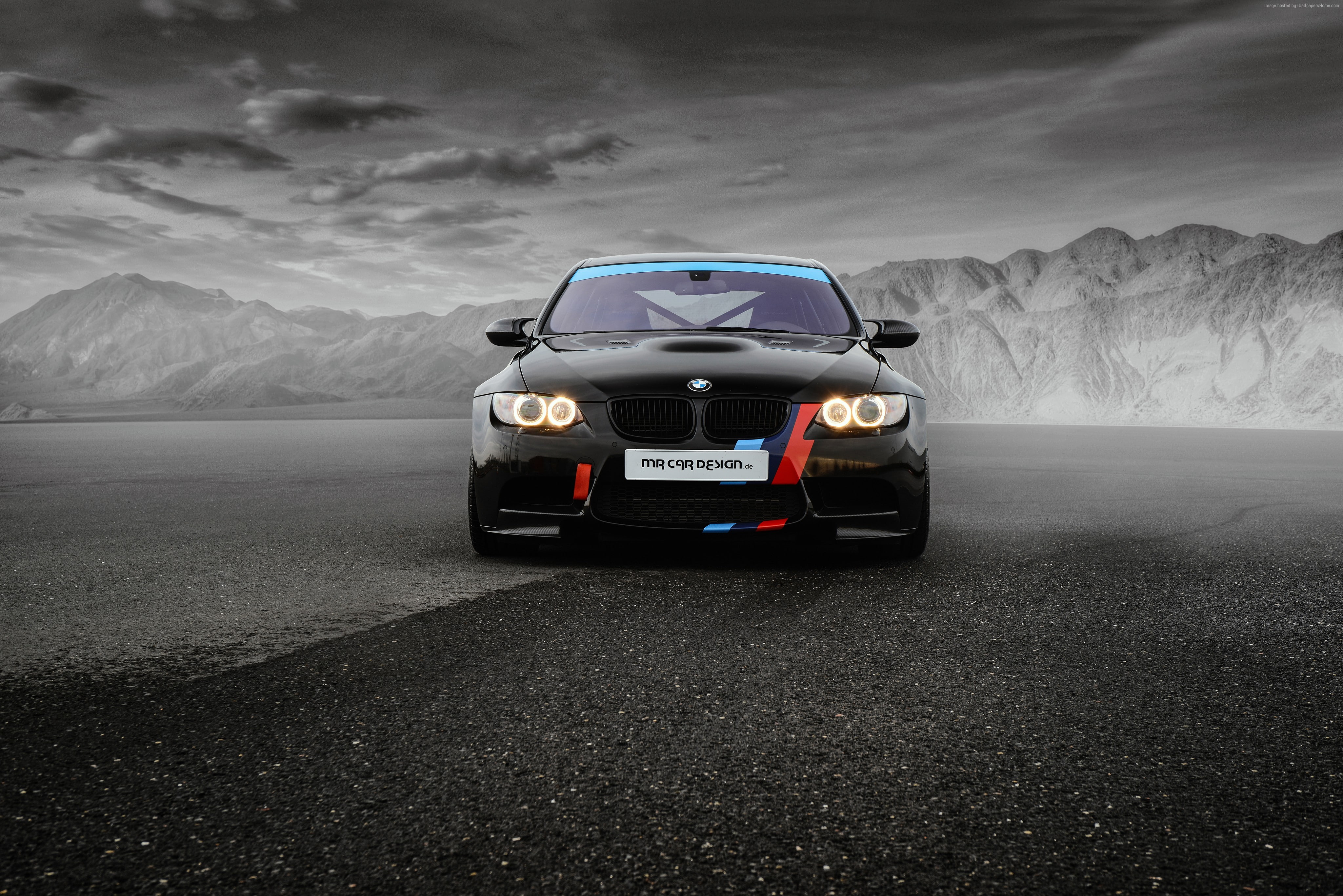 black, BMW M3, (E90), 4K, Sedan, MR Car Design, HD Wallpaper
