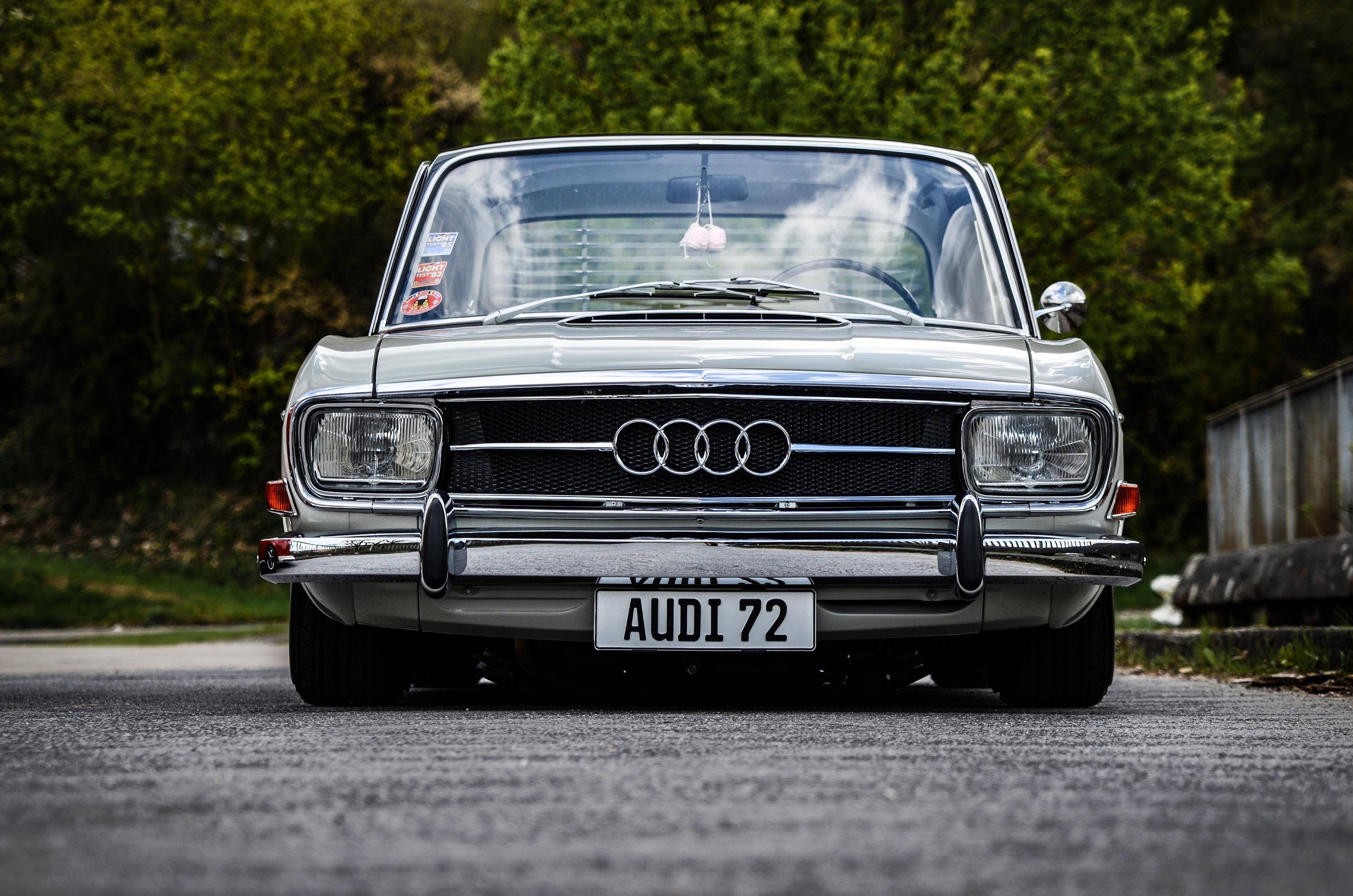 4K, street, motion, motor vehicle, retro styled, Audi, headlight, focus on foreground, car, vintage car, transportation, land vehicle, day, city, no people, HD Wallpaper