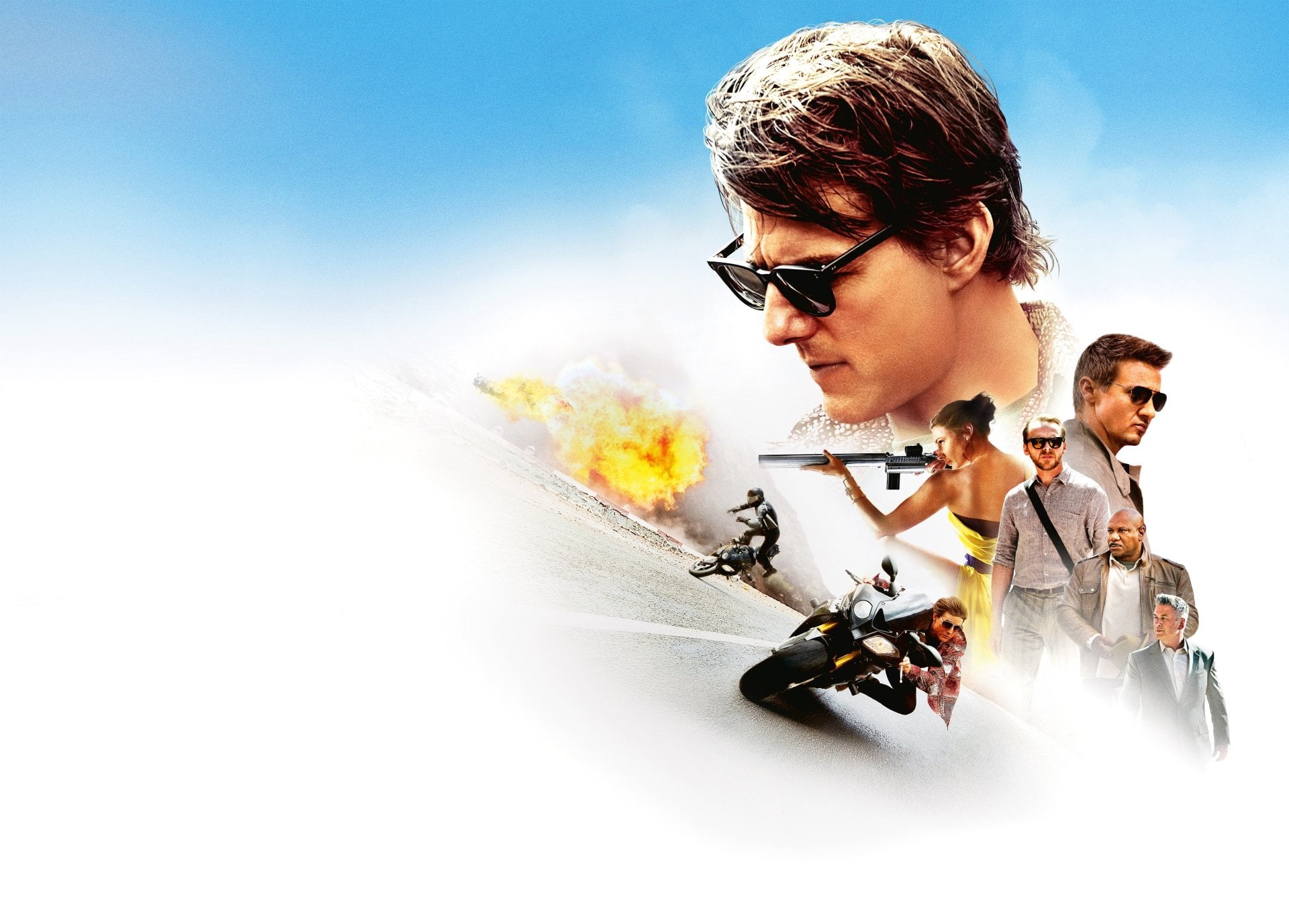 Tom Cruise, nature, Jeremy Renner, sky, young men, Ving Rhames, sunlight, young women, togetherness, transportation, day, Mission: Impossible, Ilsa Faust, HD Wallpaper