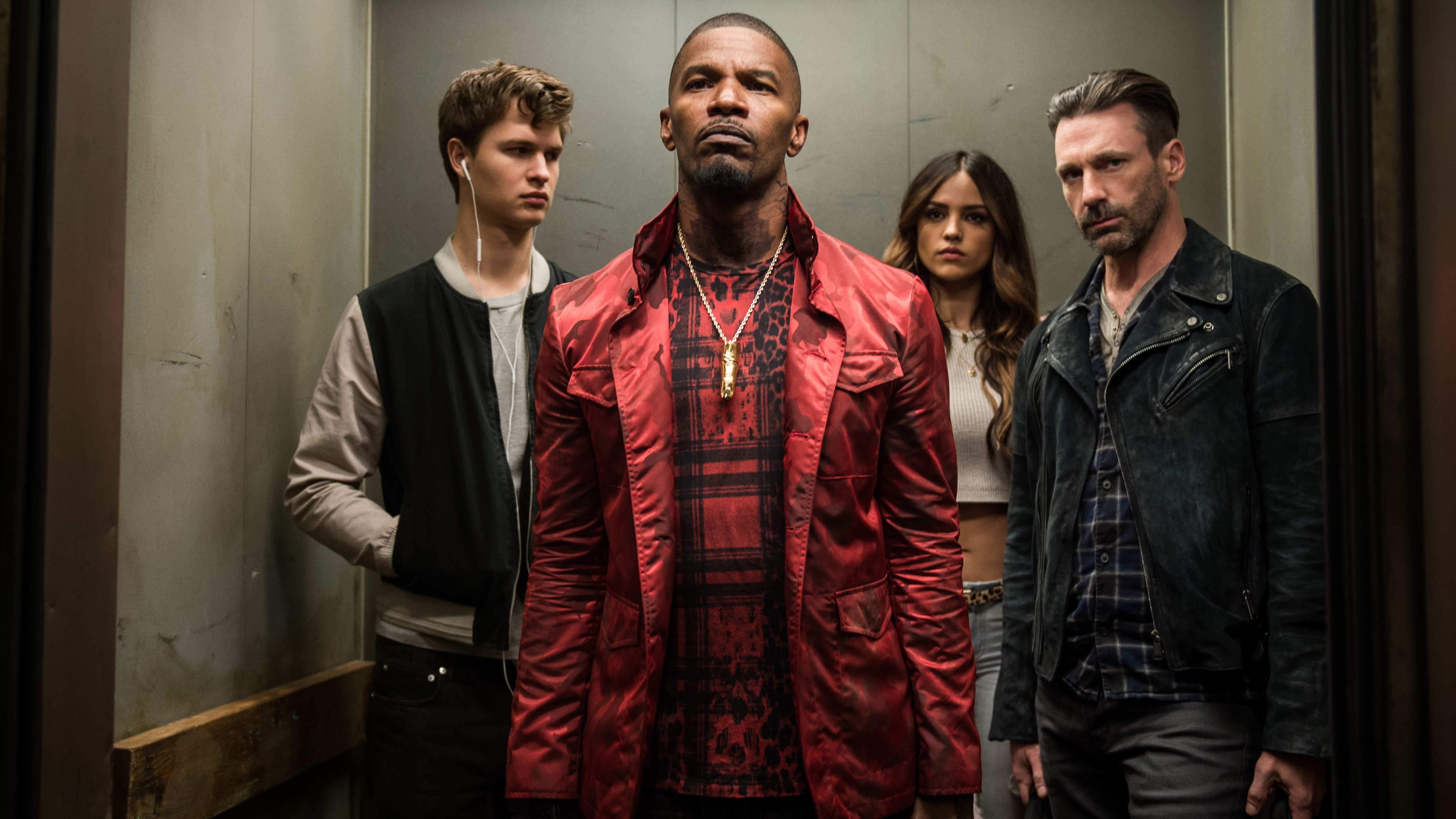 driver, Jon Hamm, 5K, Ansel Elgort, baby, Jamie Foxx, movie, Eiza Gonzalez, Baby Driver, 5k, HD Wallpaper