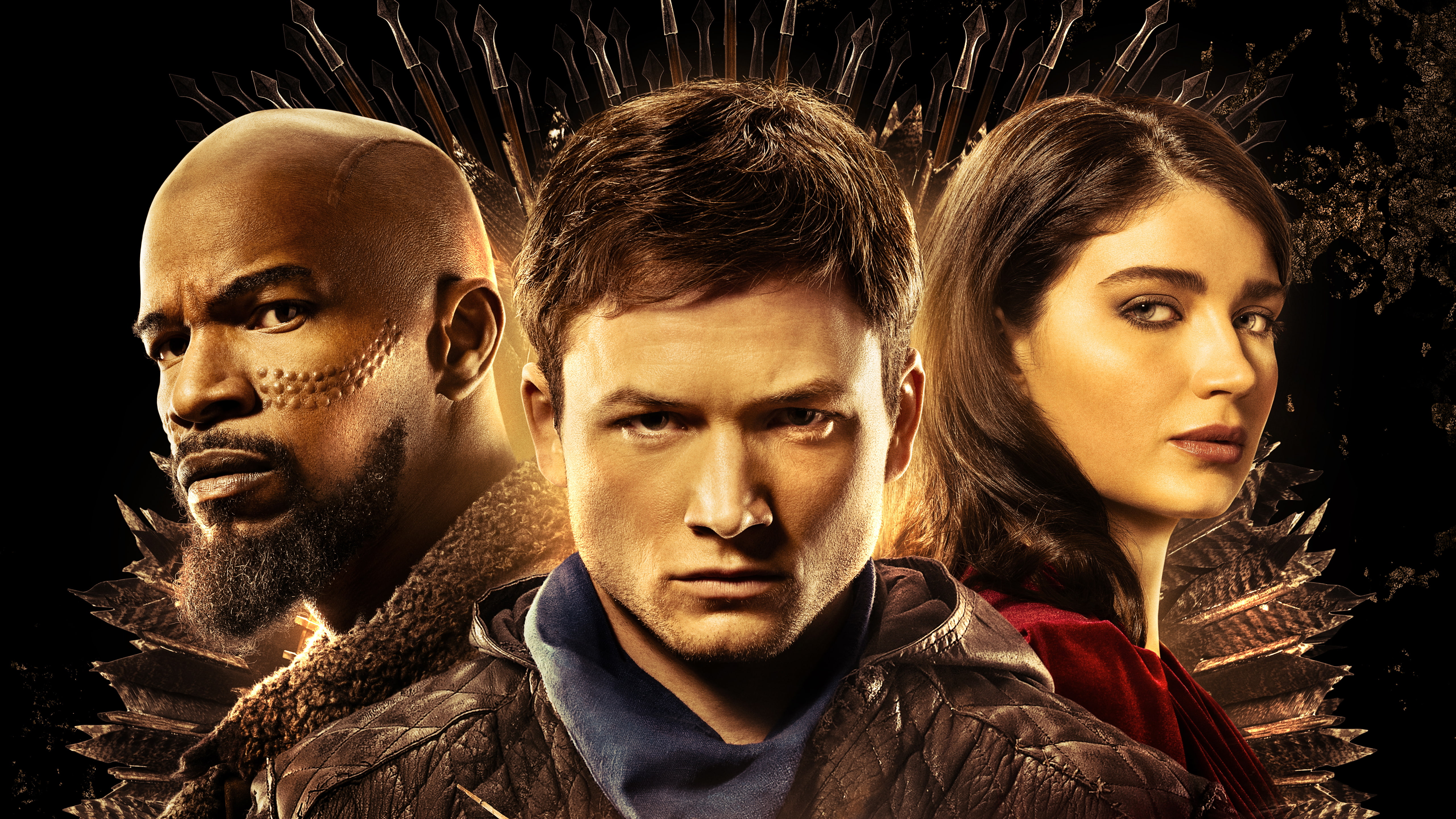 Taron Egerton, Jamie Foxx, 5K, Robin Hood, 5K, Eve Hewson, HD Wallpaper