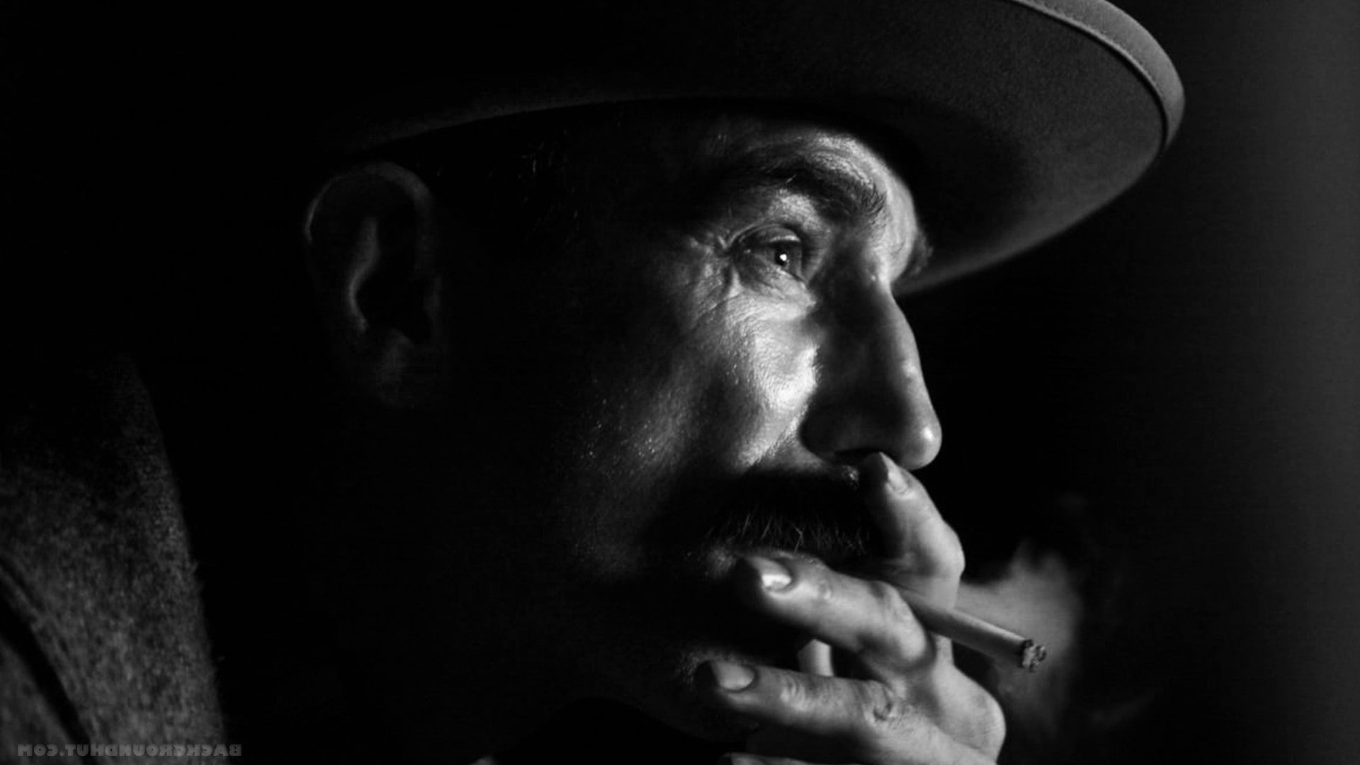profile view, 1080P, looking, headshot, cigarettes smoke there will be blood monochrome profile daniel day lewis, smoking issues, clothing, adult, studio shot, HD Wallpaper
