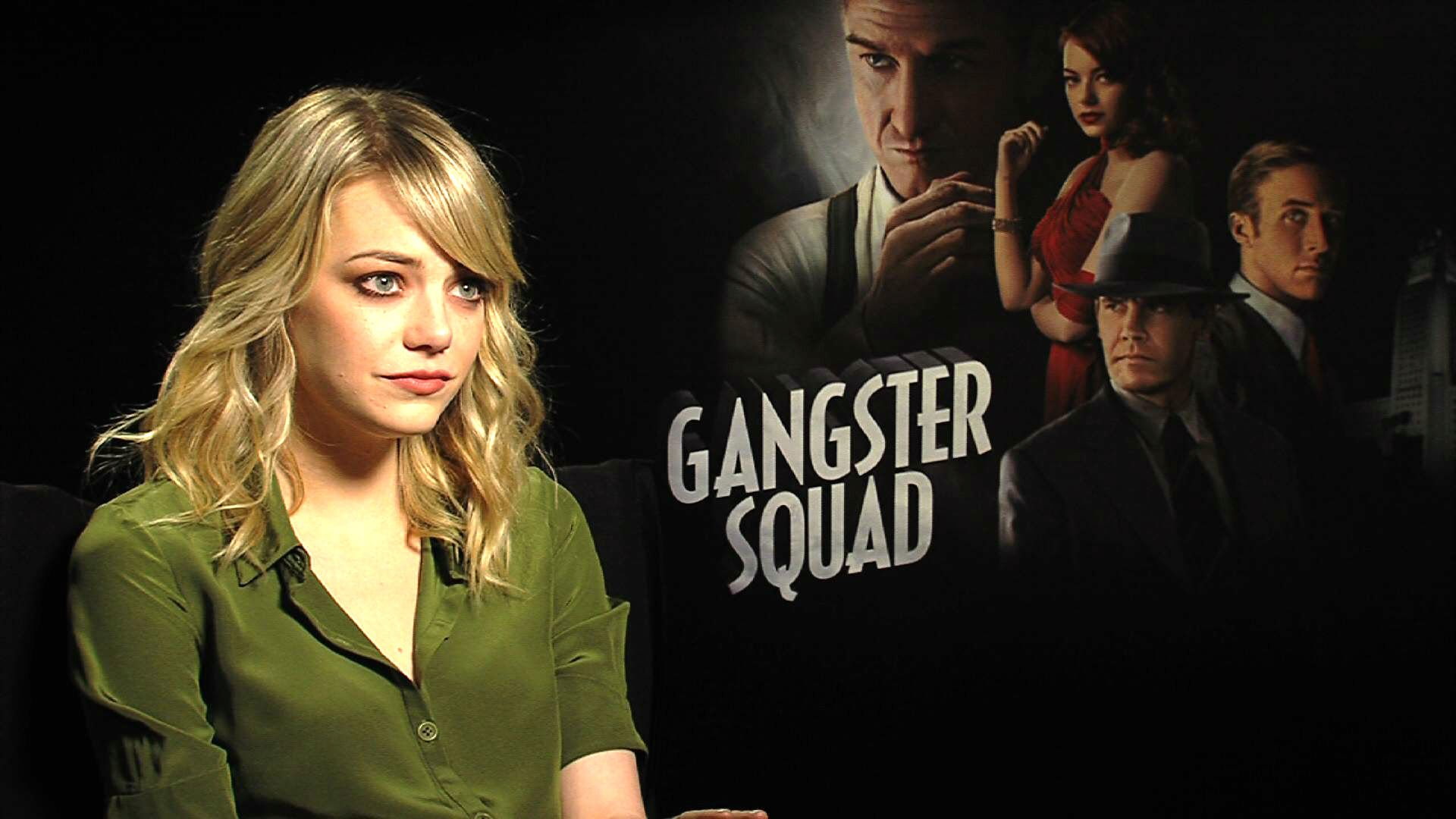 squad, drama, action, gangster, stone, penn, emma, mafia, 1080P, crime, actress, weapon, HD Wallpaper