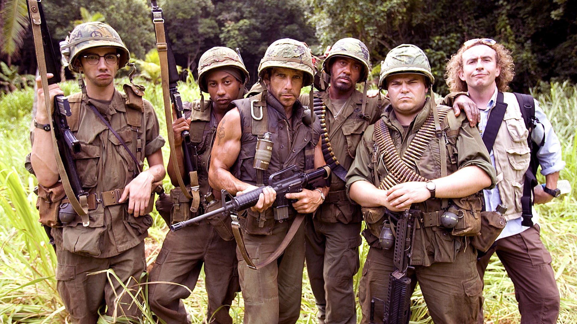 government, group of people, front view, Jack Black, adult, uniform, clothing, Tropic Thunder, portrait, standing, group, headwear, looking at camera, movies, HD Wallpaper