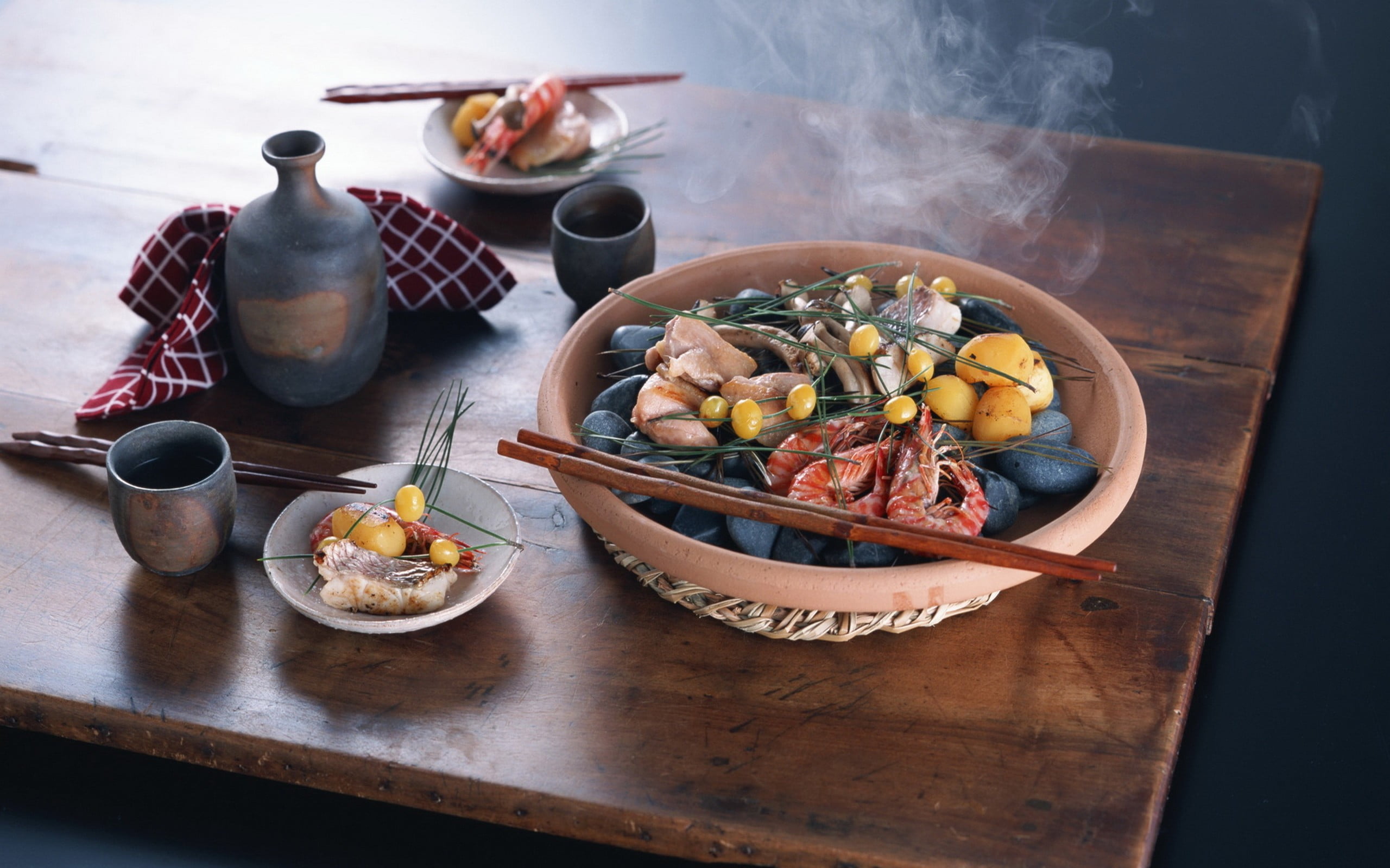 vegetable, food, high angle view, shrimp, breakfast, still life, kitchen utensil, wood - material, cutting board, no people, household equipment, container, HD Wallpaper