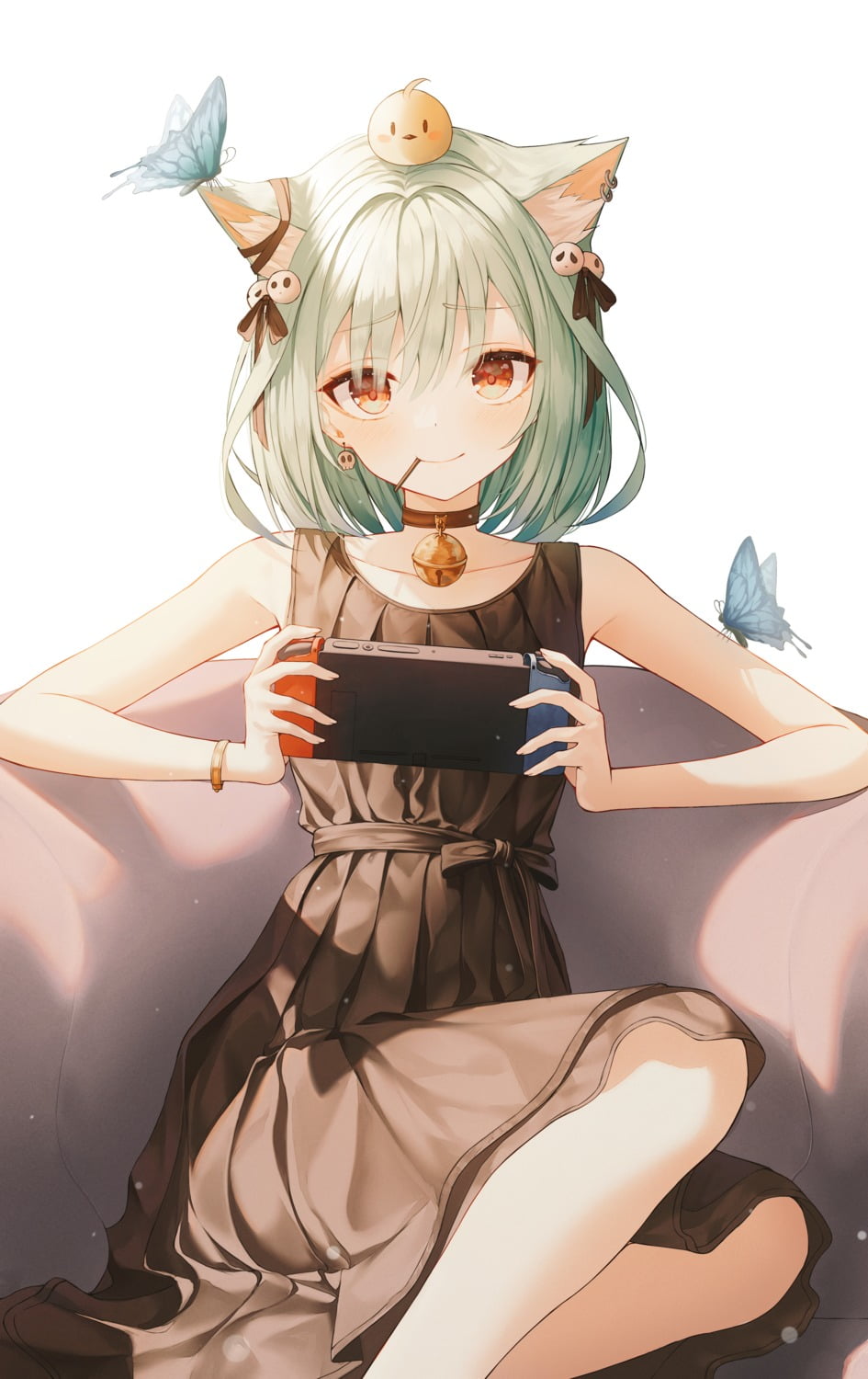 anime, anime girls, animal ears, Uruha Rushia, vertical, Hololive, Virtual Youtuber, Nintendo Switch, Kerno, 720P, Phone HD Wallpaper