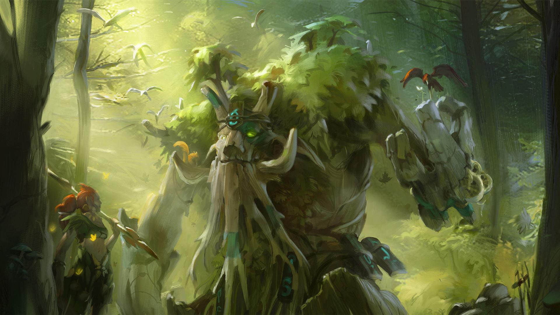 dota, protector, 1080P, treant, dota 2, green, tree, enchantress, valve, treant protector, forest, HD Wallpaper