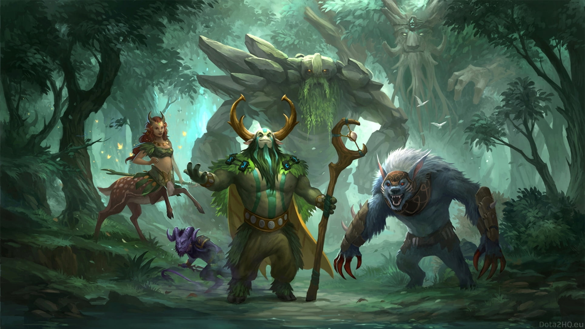 The Radiant, sculpture, Sandara, Riki, animal, Treant Protector, Ursa, monster - Fictional Character, statue, outdoors, water, wildlife, costume, HD Wallpaper