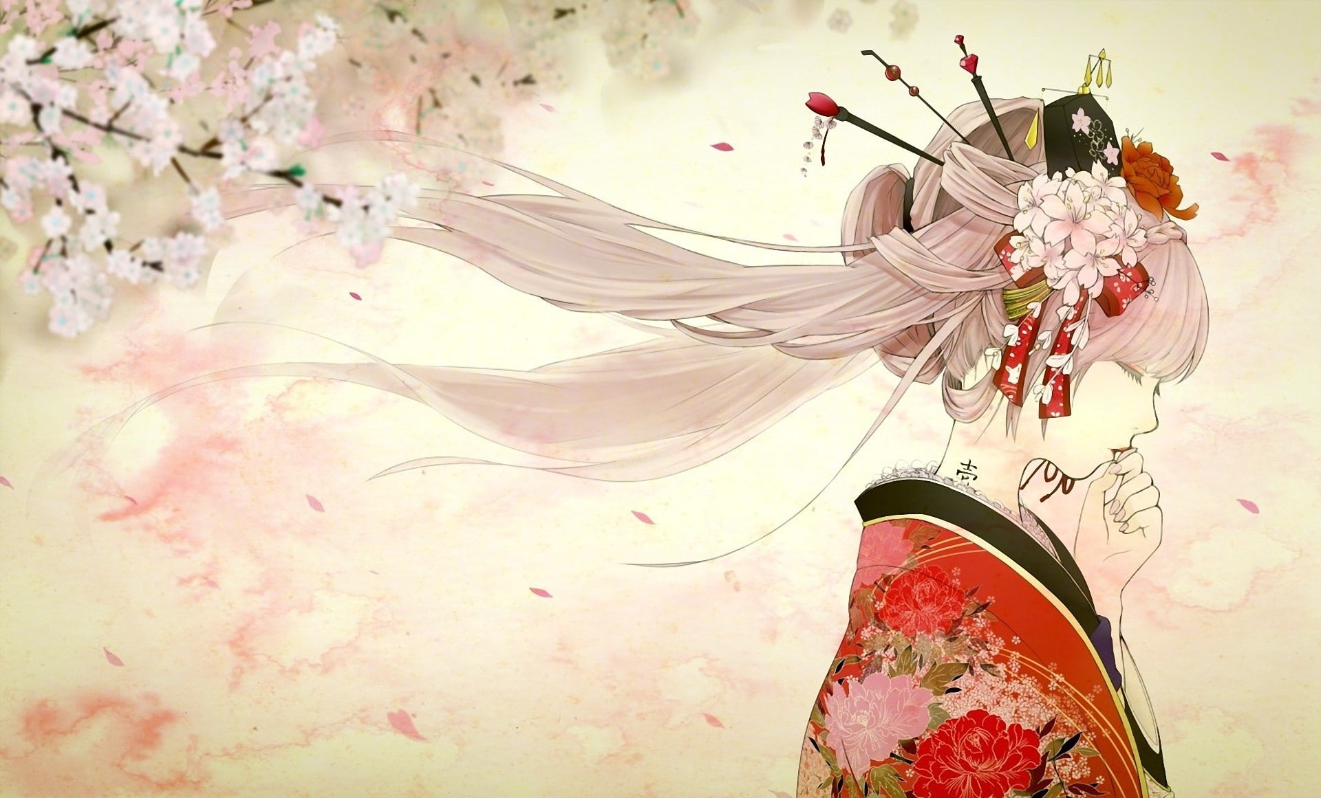 anime girls, Sakura Miku, kimono, Japanese, Vocaloid, Japanese clothes, 1080P, HD Wallpaper