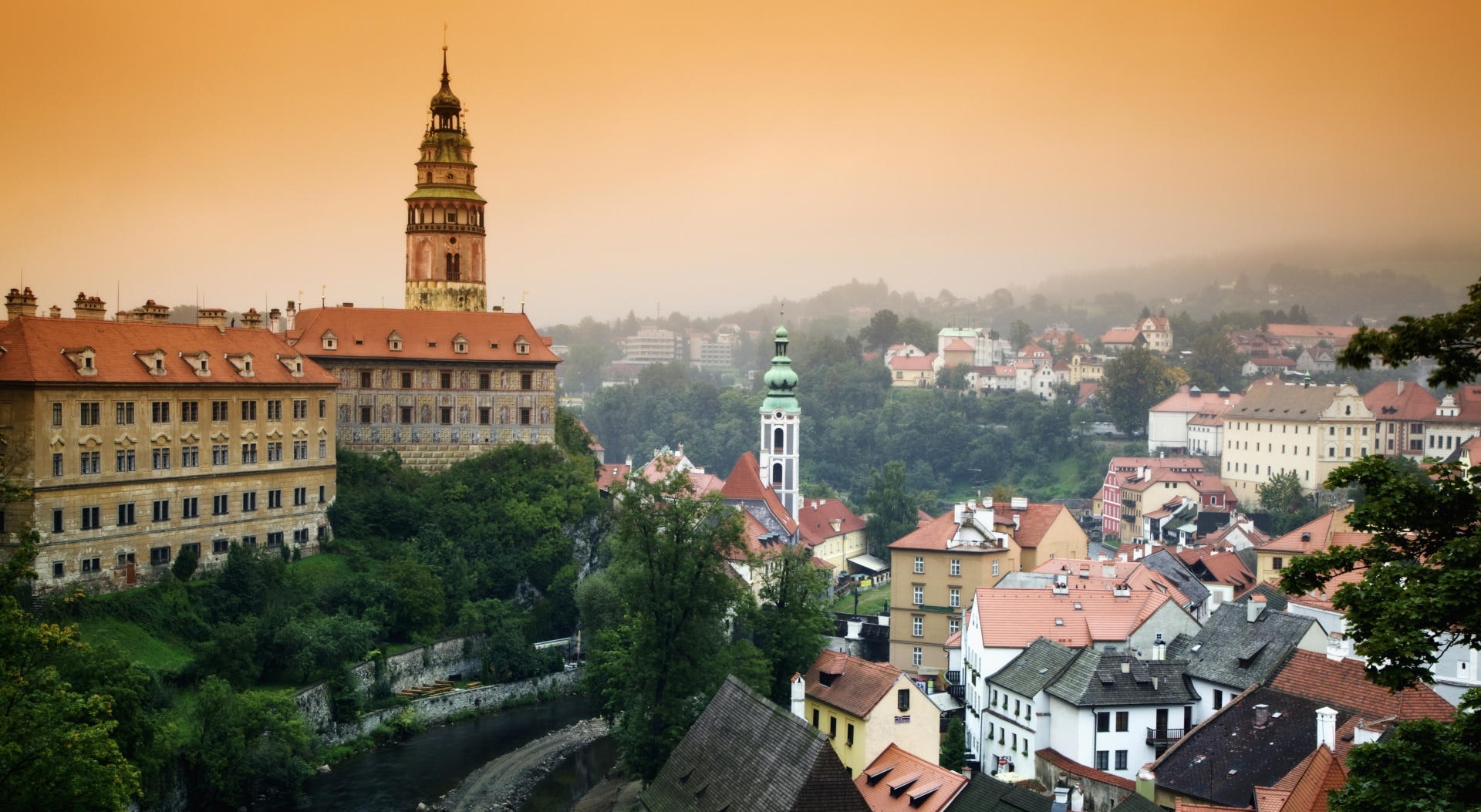 Castle, building, Europe, Republic, travel destinations, concrete, no people, architecture, day, cityscape, Cesky, Czech, Town, clock tower, built structure, HD Wallpaper