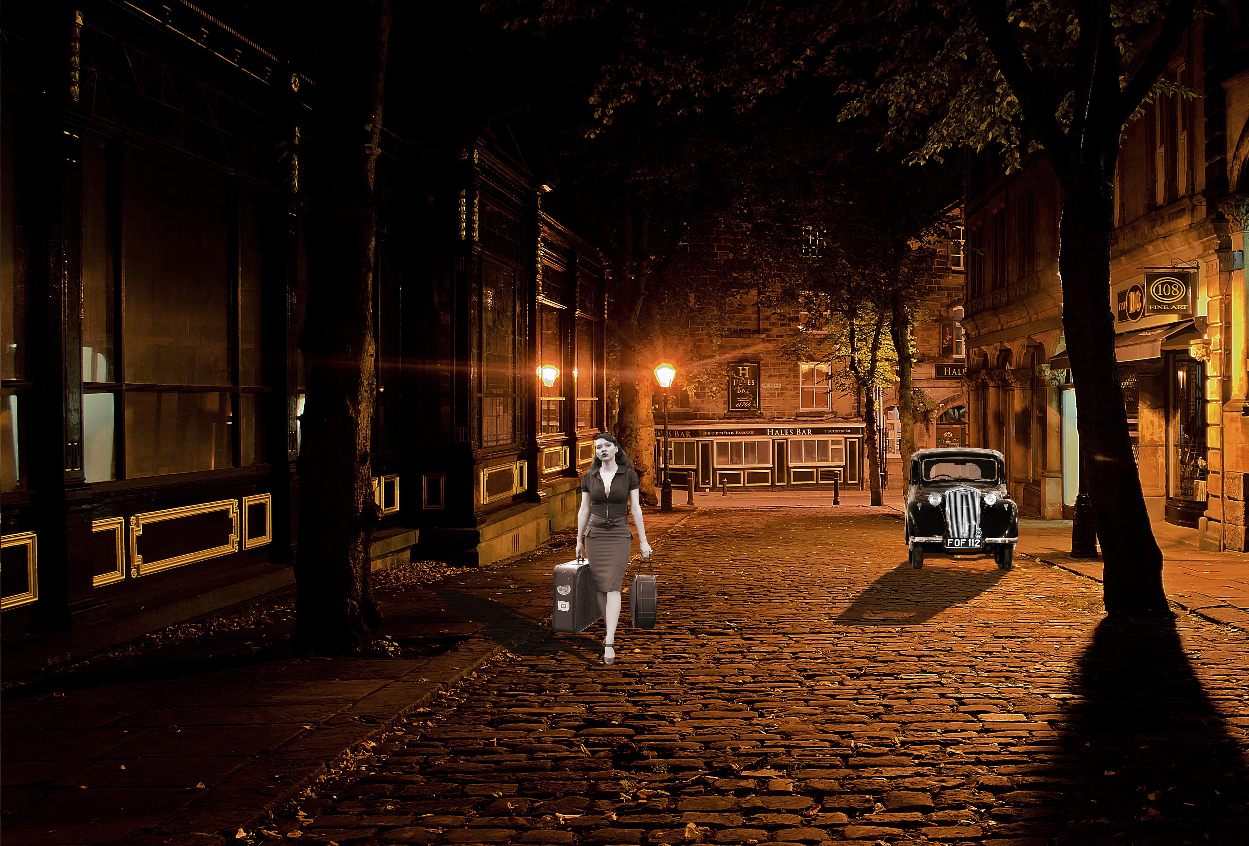 abendstimmung, walking, Building, city street, street, old town, building, mode of transportation, transportation, homes, dark, people, car, atmosphere, HD Wallpaper