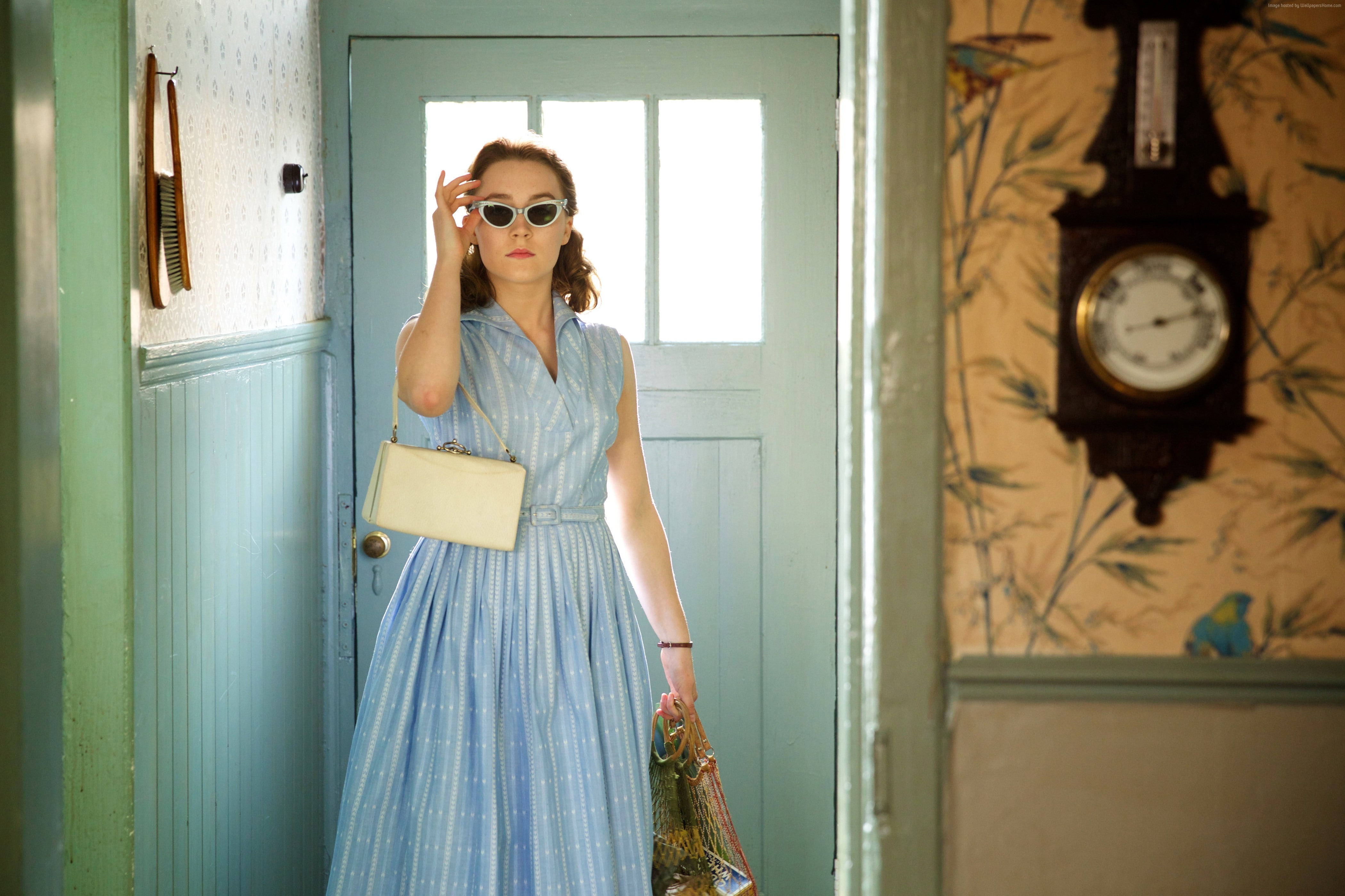 window, clock, indoors, fashion, door, adult, sunglasses, beautiful woman, Academy Awards, beauty, Saoirse Ronan, one person, hairstyle, glasses, young women, HD Wallpaper