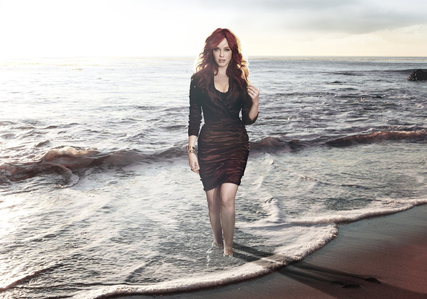 hendricks, girl, woman, female, babe, redhead, christina, actrees, celebrity, 720P, HD Wallpaper
