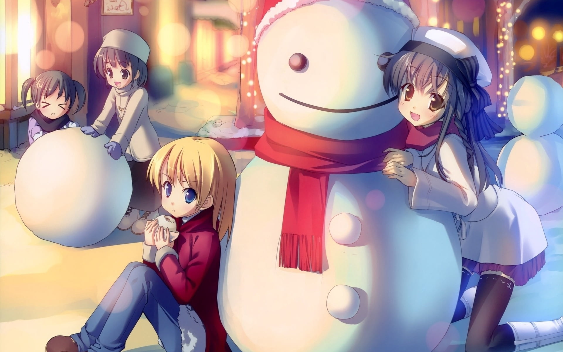 people, blue, for sale, computer Graphic, party - Social Event, figurine, men, event, smiling, backgrounds, night, snowman, creativity, human representation, HD Wallpaper