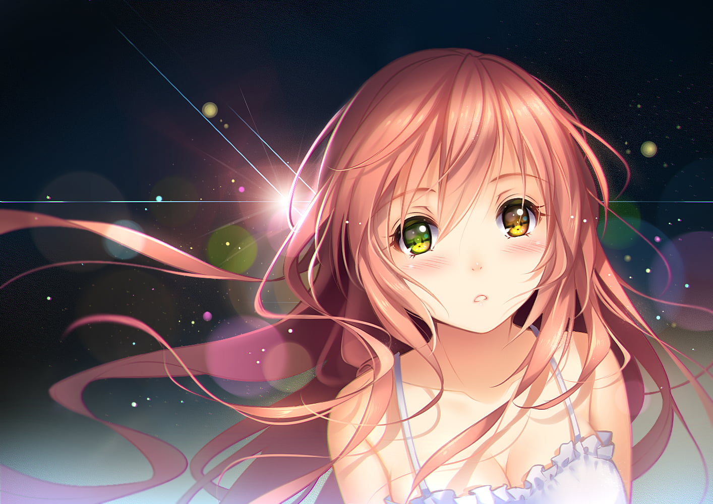 portrait, connection, anime girls, girls, real people, Tidsean, glowing, indoors, blushing, looking at camera, one person, women, heterochromia, childhood, HD Wallpaper
