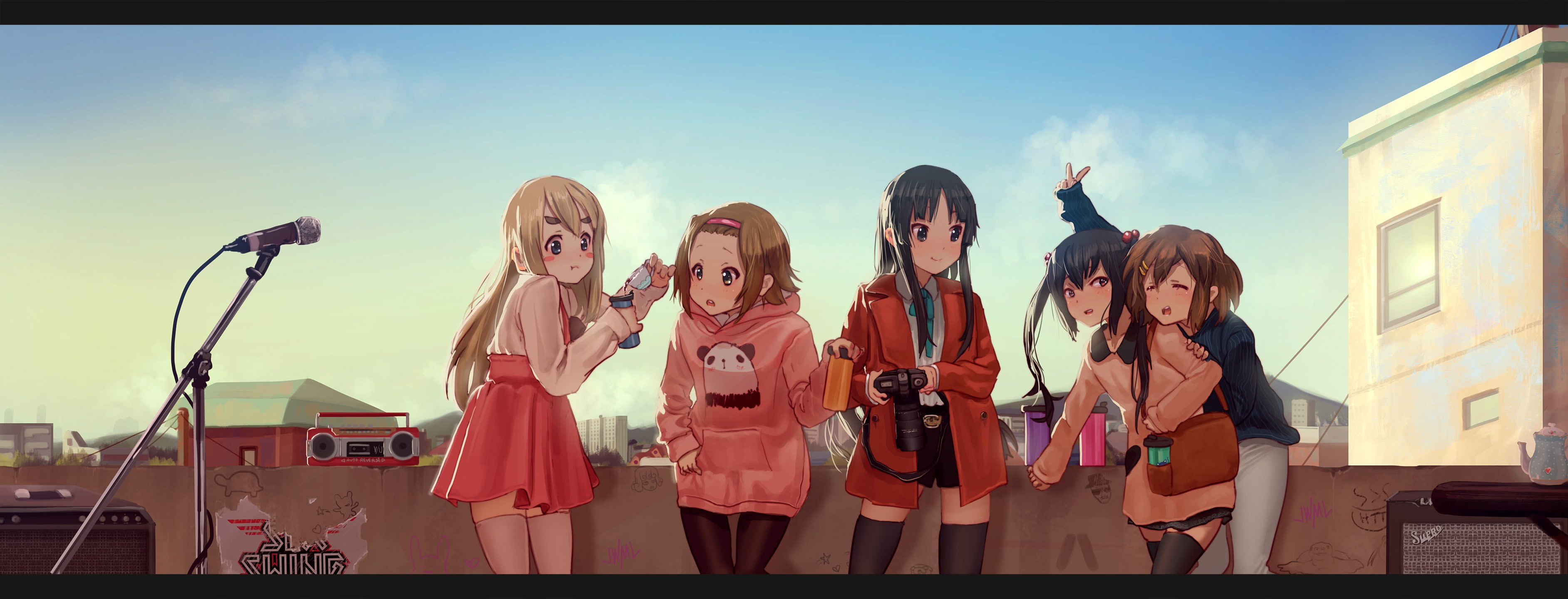 women, teenager, three quarter length, emotion, togetherness, child, friendship, Nakano Azusa, sunglasses, group of people, people, Akiyama Mio, anime, HD Wallpaper