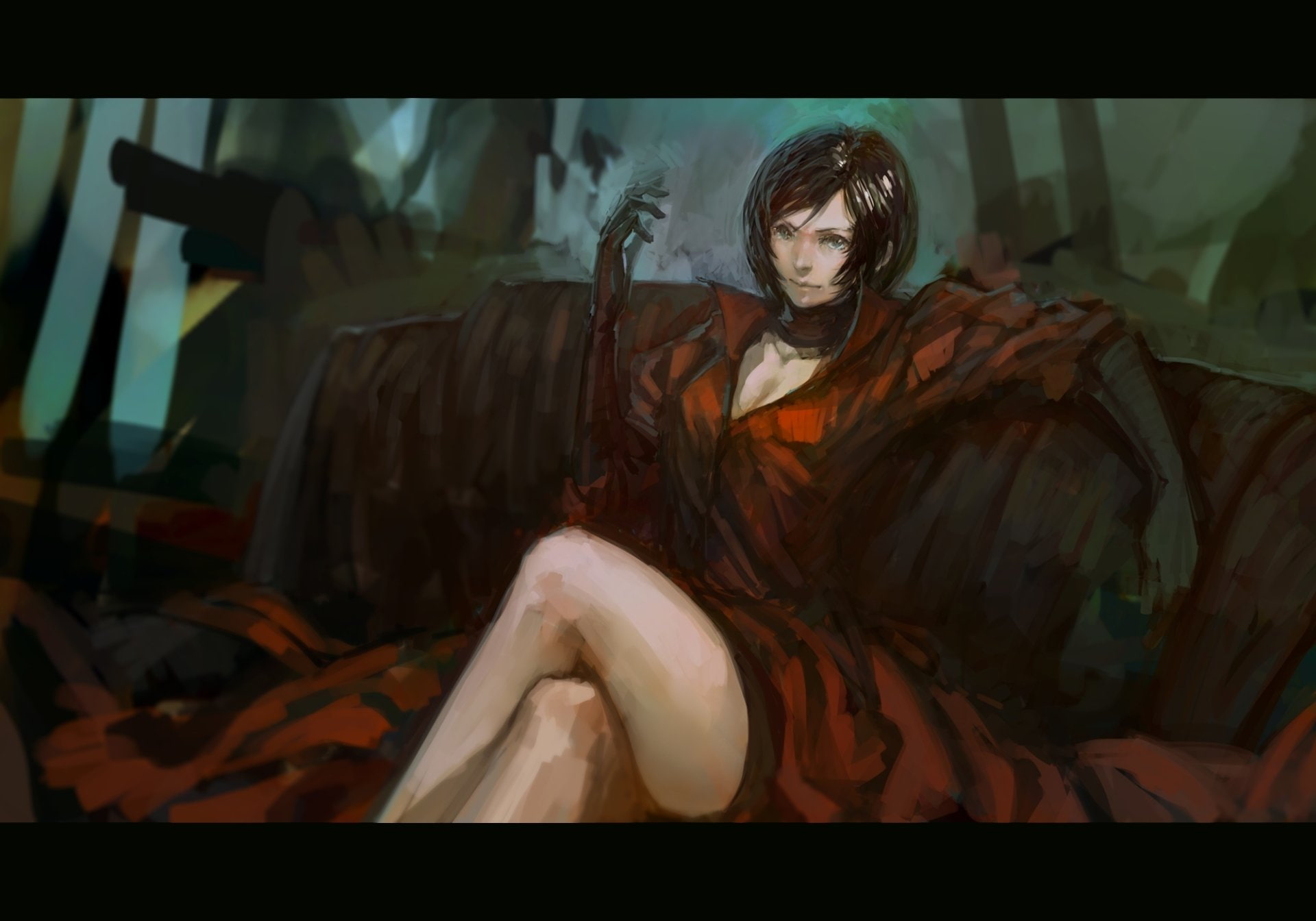 Resident Evil 6, Red Dress, Resident Evil, Glove, Short Hair, Ada Wong, Dress, 1080P, Black Hair, HD Wallpaper