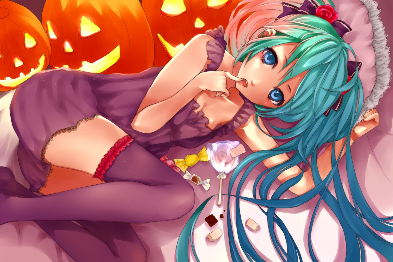 anime, hair, green, halloween, Blue Eyes, blue, b, hot, eyes, creeper, enderman, gray, cleavage, art, minecraft, hd, red, 720P, HD Wallpaper