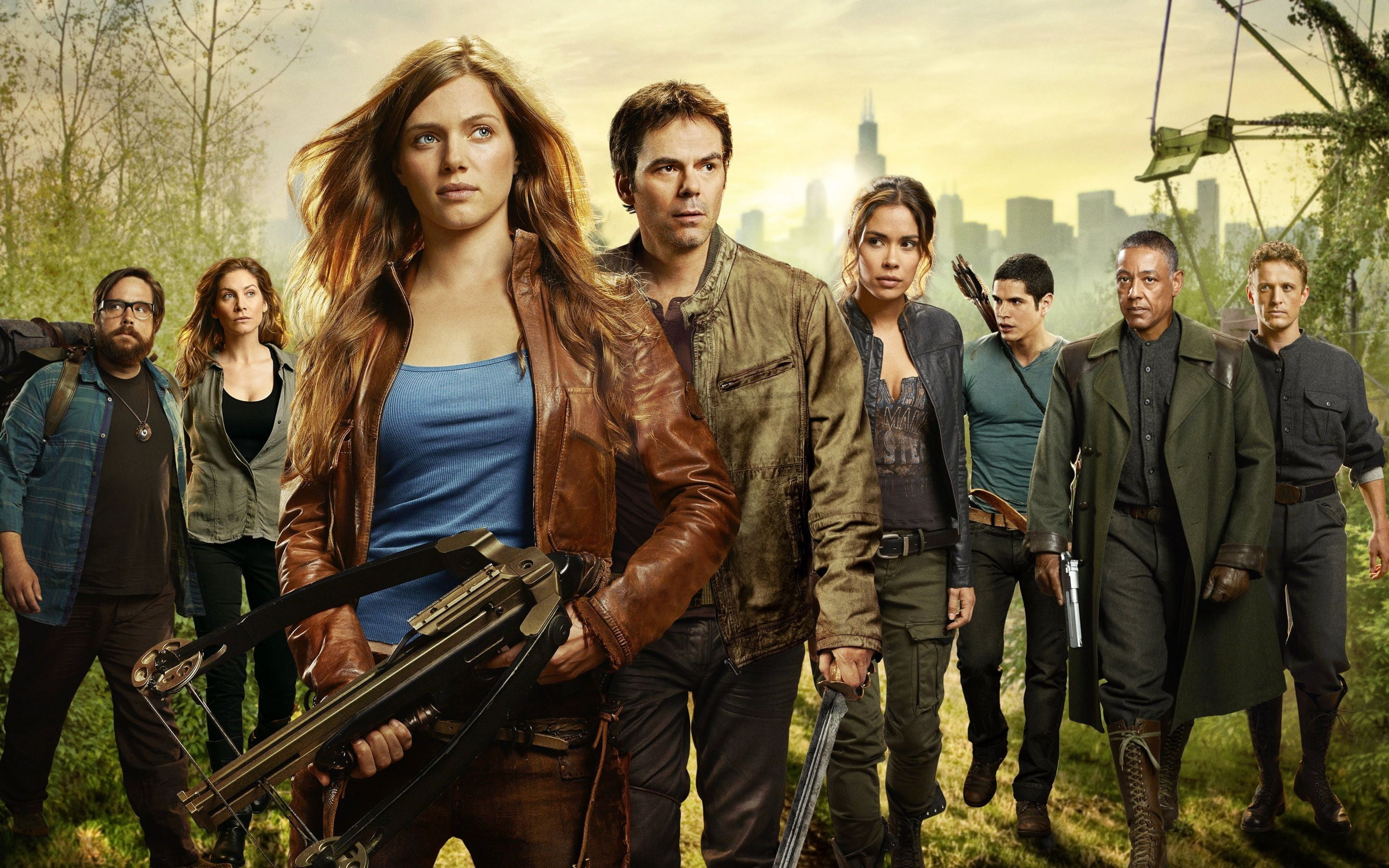 teenager, togetherness, bow, pistol, people, lifestyles, front view, Revolution, serie tv, militia, city, men, sword, 2K, looking at camera, women, cast, HD Wallpaper