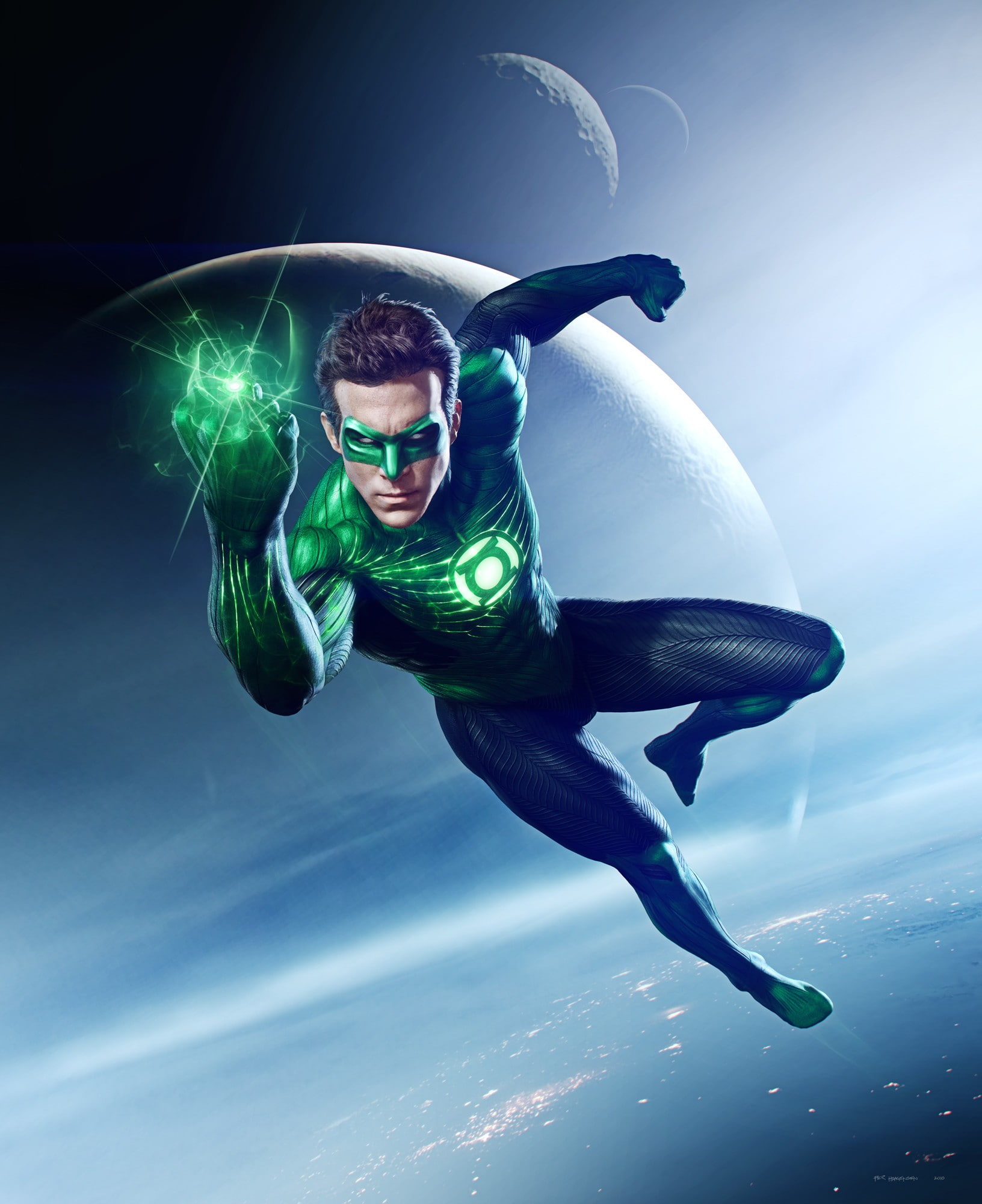 blue, mask, looking at camera, emotion, activity, one person, Green Lantern, young adult, sport, superhero, jumping, flying, lifestyles, sky, outdoors, Phone HD Wallpaper