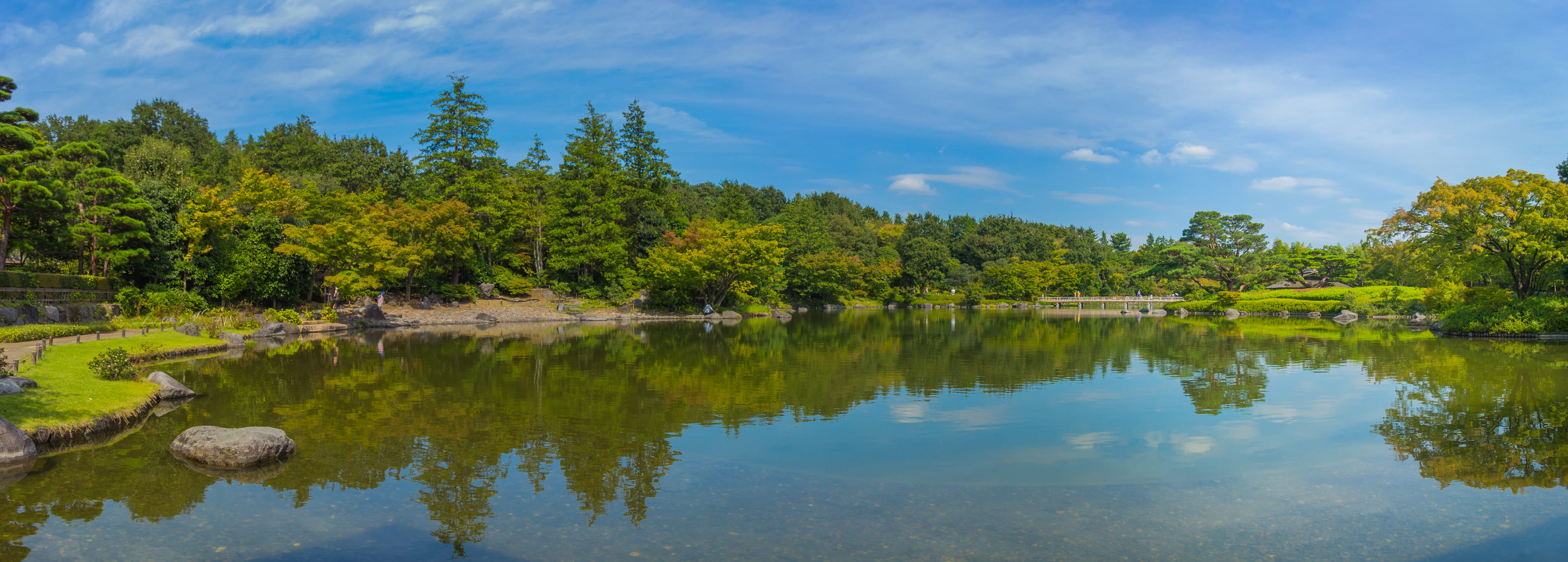 day, japan, cloud - sky, nature, forest, garden, tranquility, landscape, green color, reflection, non-urban scene, sky, scenics - nature, beauty in nature, HD Wallpaper