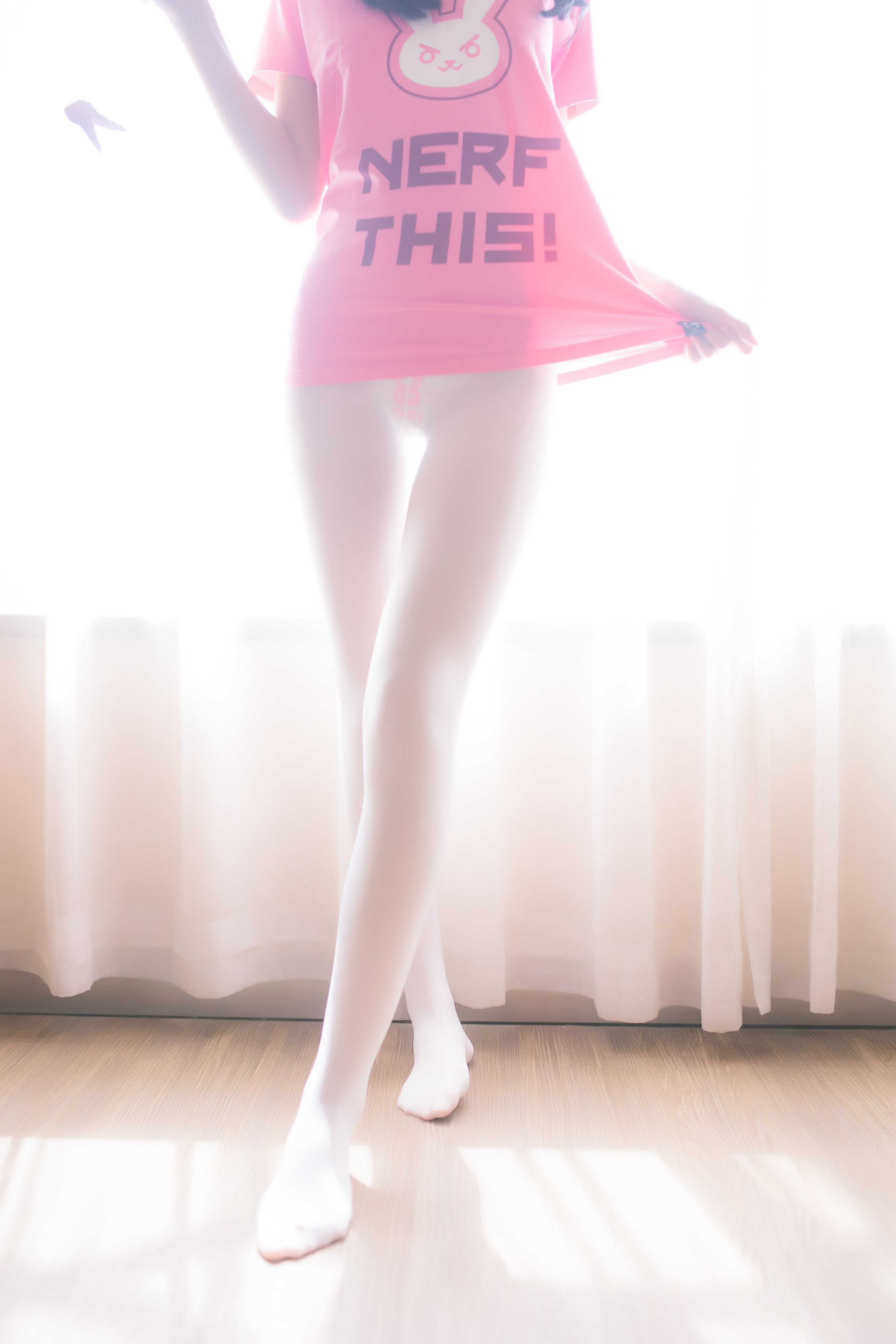 T-shirt, legs, 66:Beauty, Silk stockings, D.Va (Overwatch), 4K, Phone HD Wallpaper