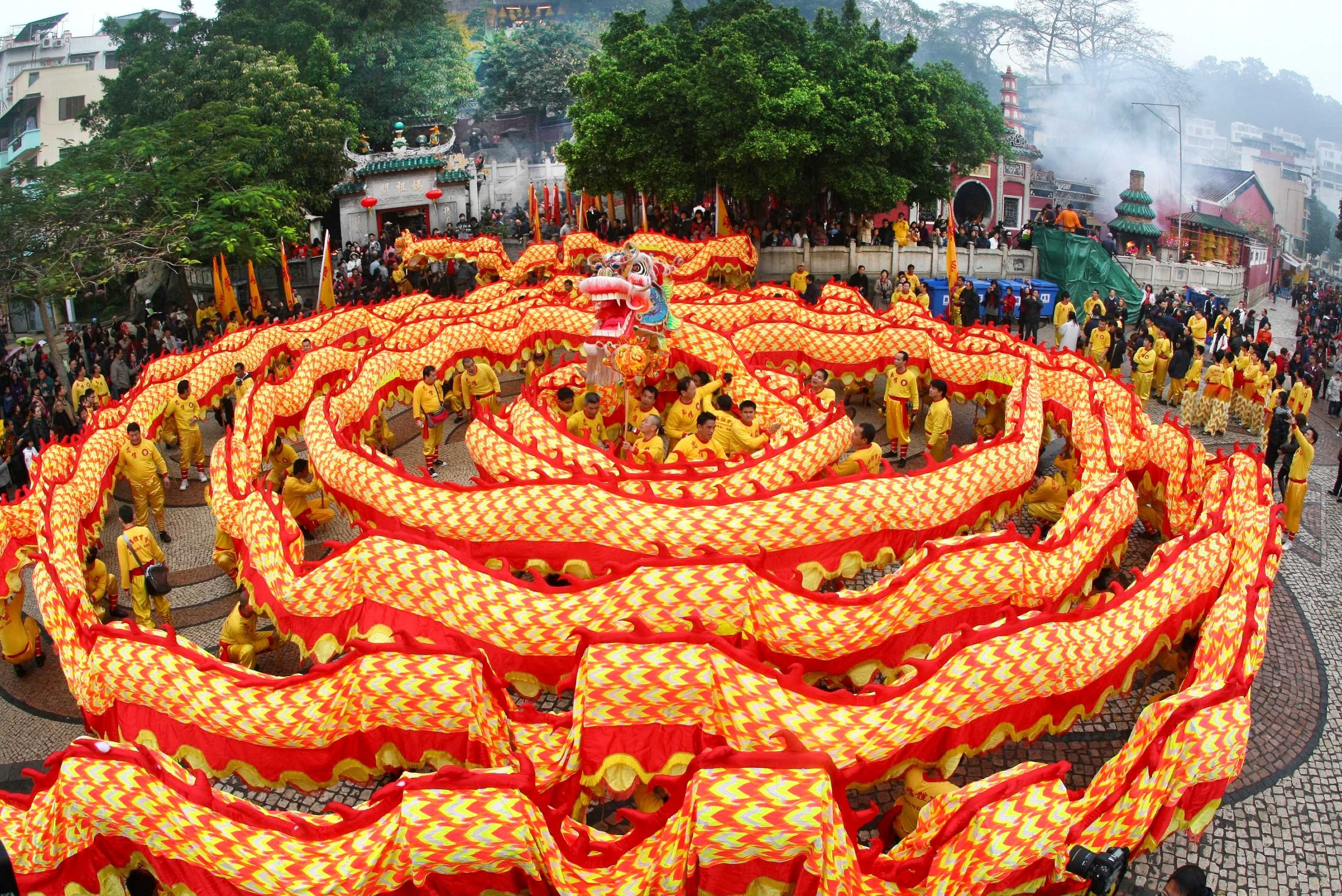 orange, dragon, 2K, Spring Festival, Chinese New Year, HD Wallpaper