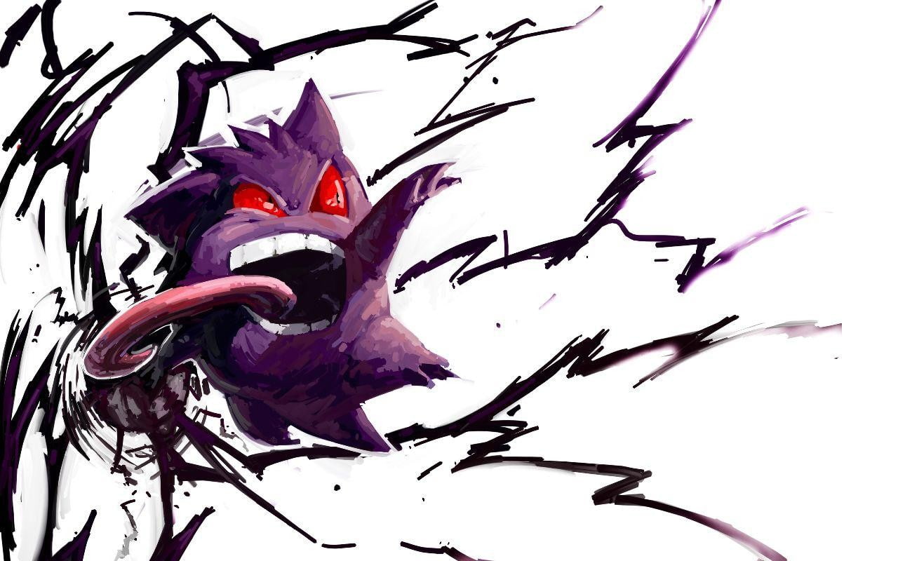 anime, Gengar, x, 720P, hd, art, pokemon, HD Wallpaper
