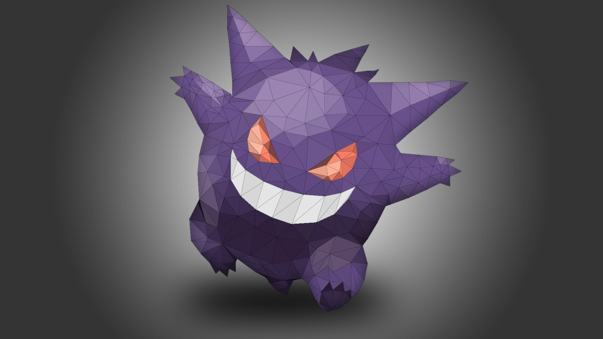 low poly, Gengar, 1080P, Pokémon, HD Wallpaper