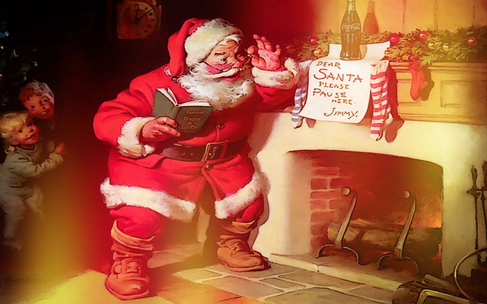 human representation, people, Santa Claus, child, males, representation, holiday, full length, 1080P, indoors, togetherness, standing, Christmas, offspring, HD Wallpaper
