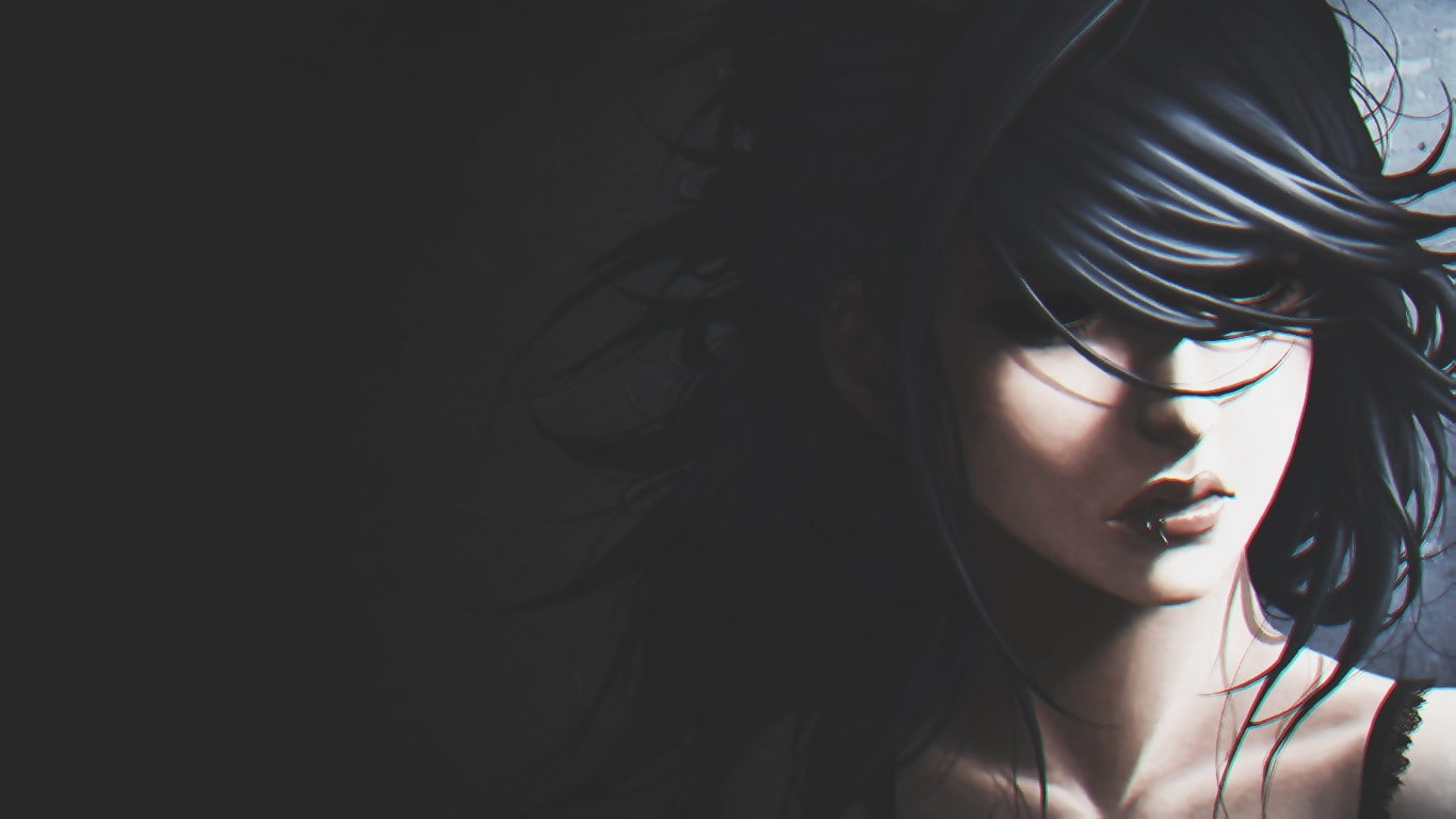 digital art, anime girls, Gothic, 720P, face, HD Wallpaper