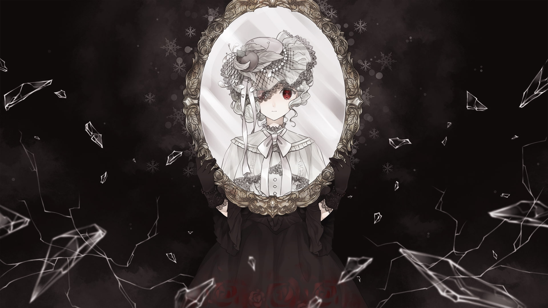 glass - material, art and craft, disguise, close-up, chandelier, no people, gothic, lolita, pattern, illuminated, light, decoration, creativity, human representation, HD Wallpaper