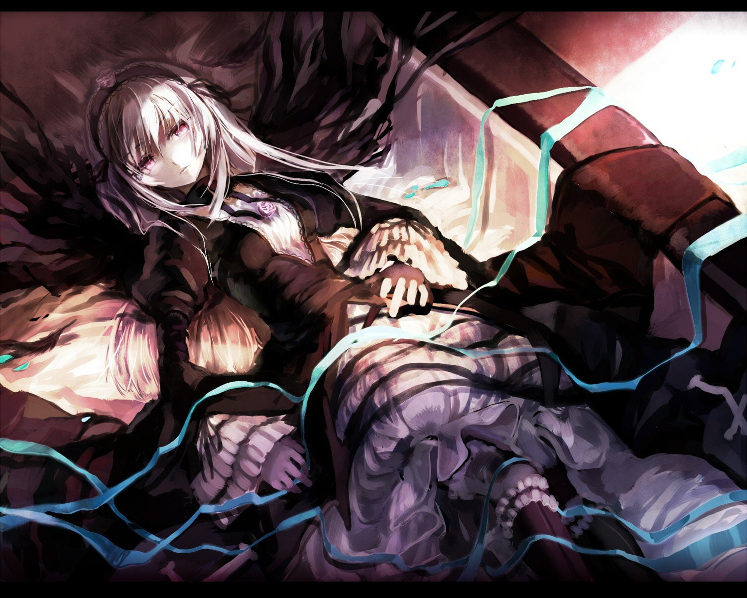 suigintou, girls, fashion, 720P, hair, maiden, dress, rozen, pink, lolita, gothic, white, anime, eyes, HD Wallpaper