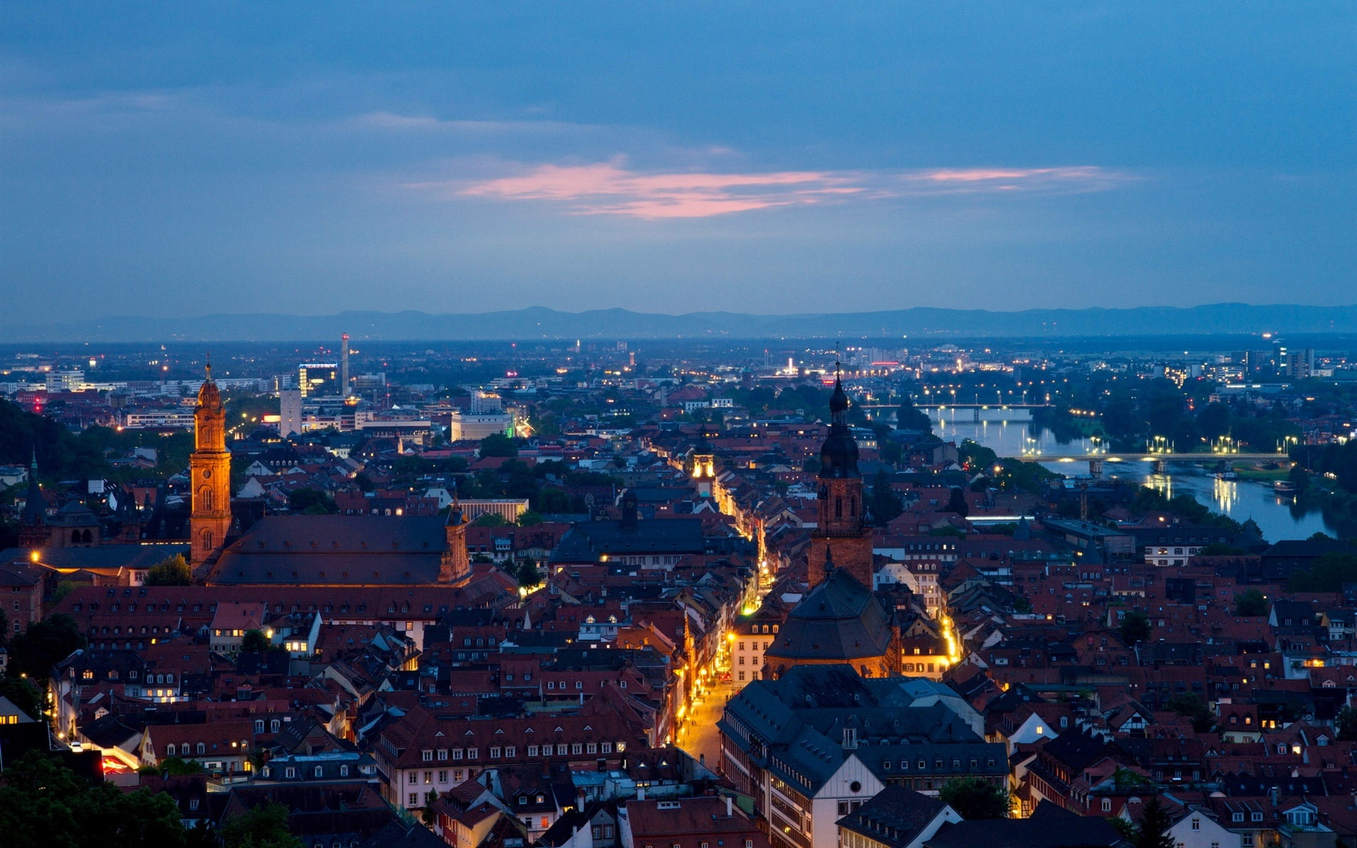 Heidelberg, Lights, 1080P, Streets, Evening, City, Houses, Germany, HD Wallpaper