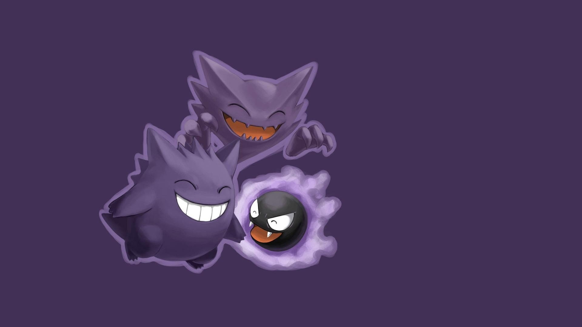 anime, 1080P, pokemon, gastly, gengar, simple, haunter, background, HD Wallpaper