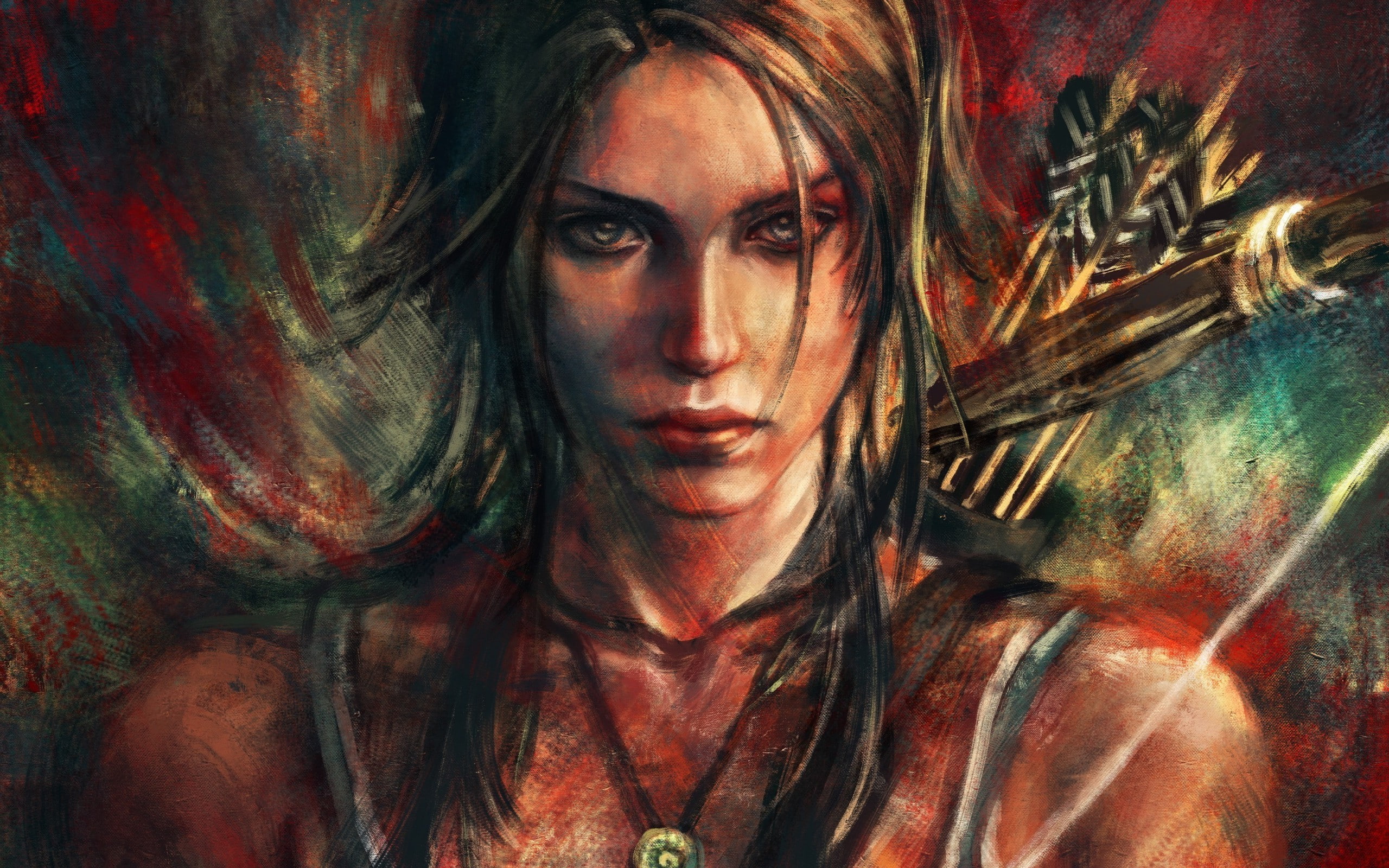 digital composite, young adult, 2K, teenager, creativity, long hair, Tomb Raider, leisure activity, archers, young women, hair, Lara Croft, indoors, women, HD Wallpaper