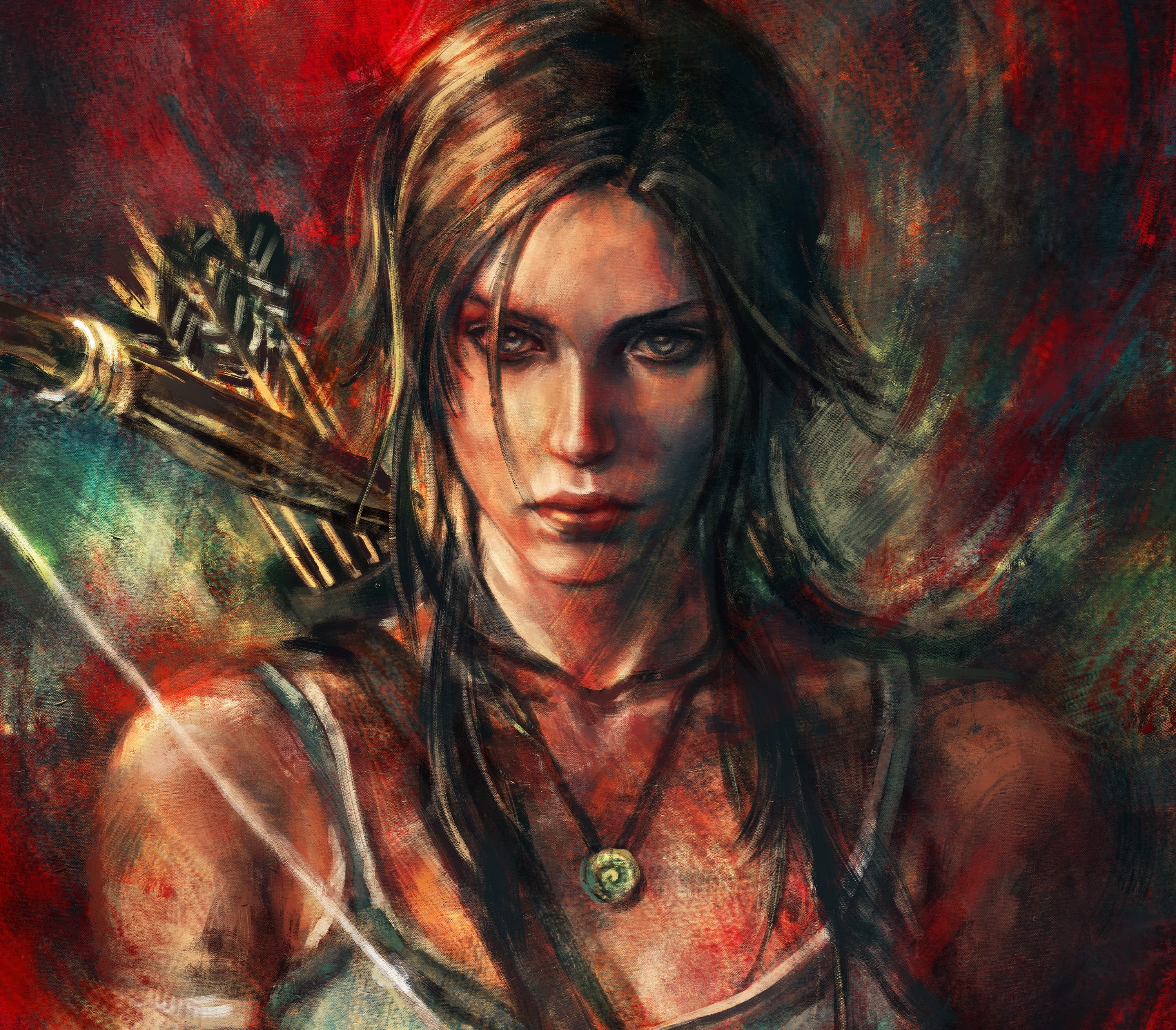 beautiful woman, 2K, indoors, human hair, depression - sadness, tomb raider, girl, one person, painting, young women, art, gothic style, alicexz, hair, HD Wallpaper