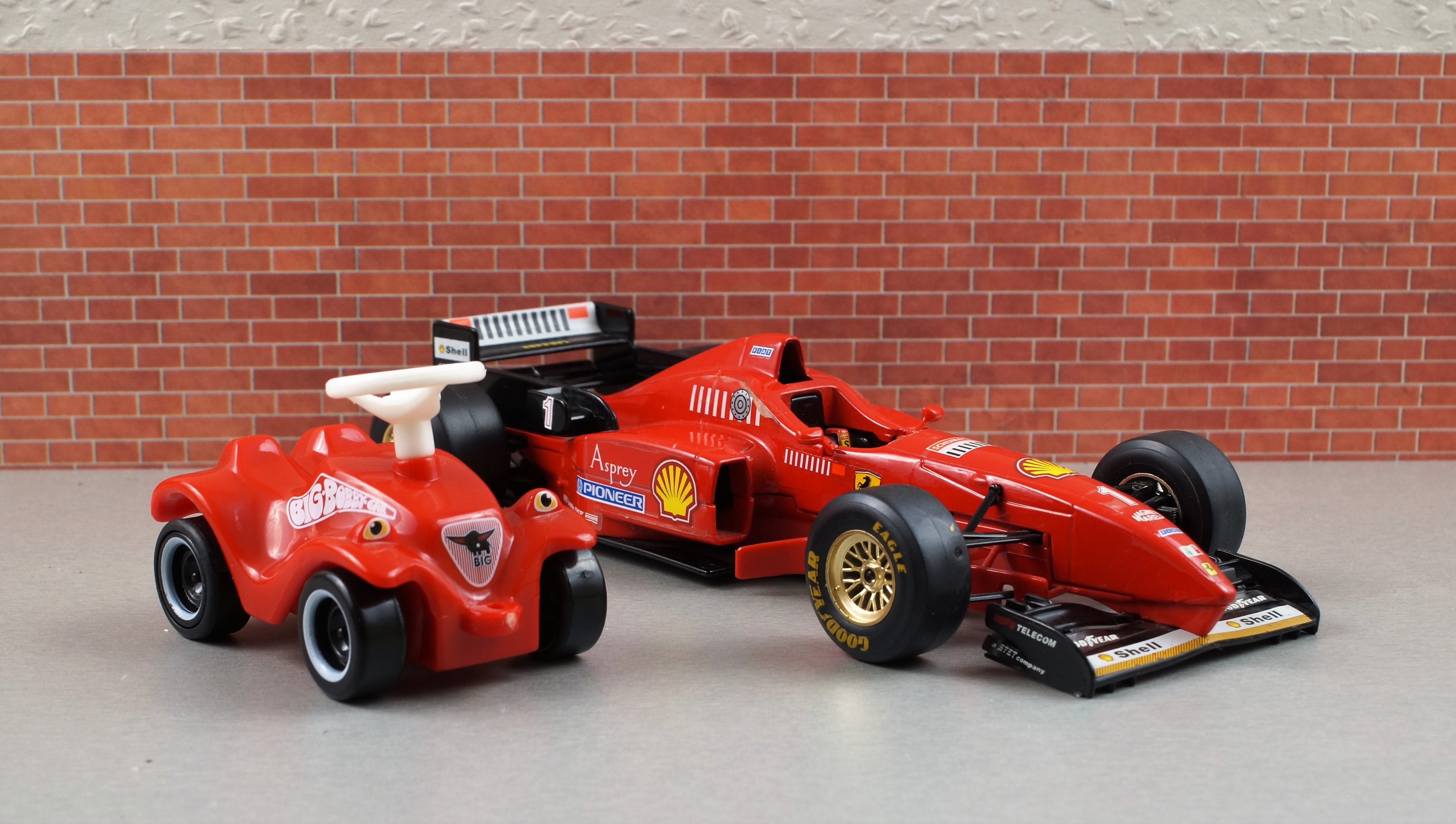 brick wall, fast, auto racing, 4K, michael schumacher, mode of transportation, protection, sports car, security, sport, f310, vehicles, brick, auto, model car, HD Wallpaper