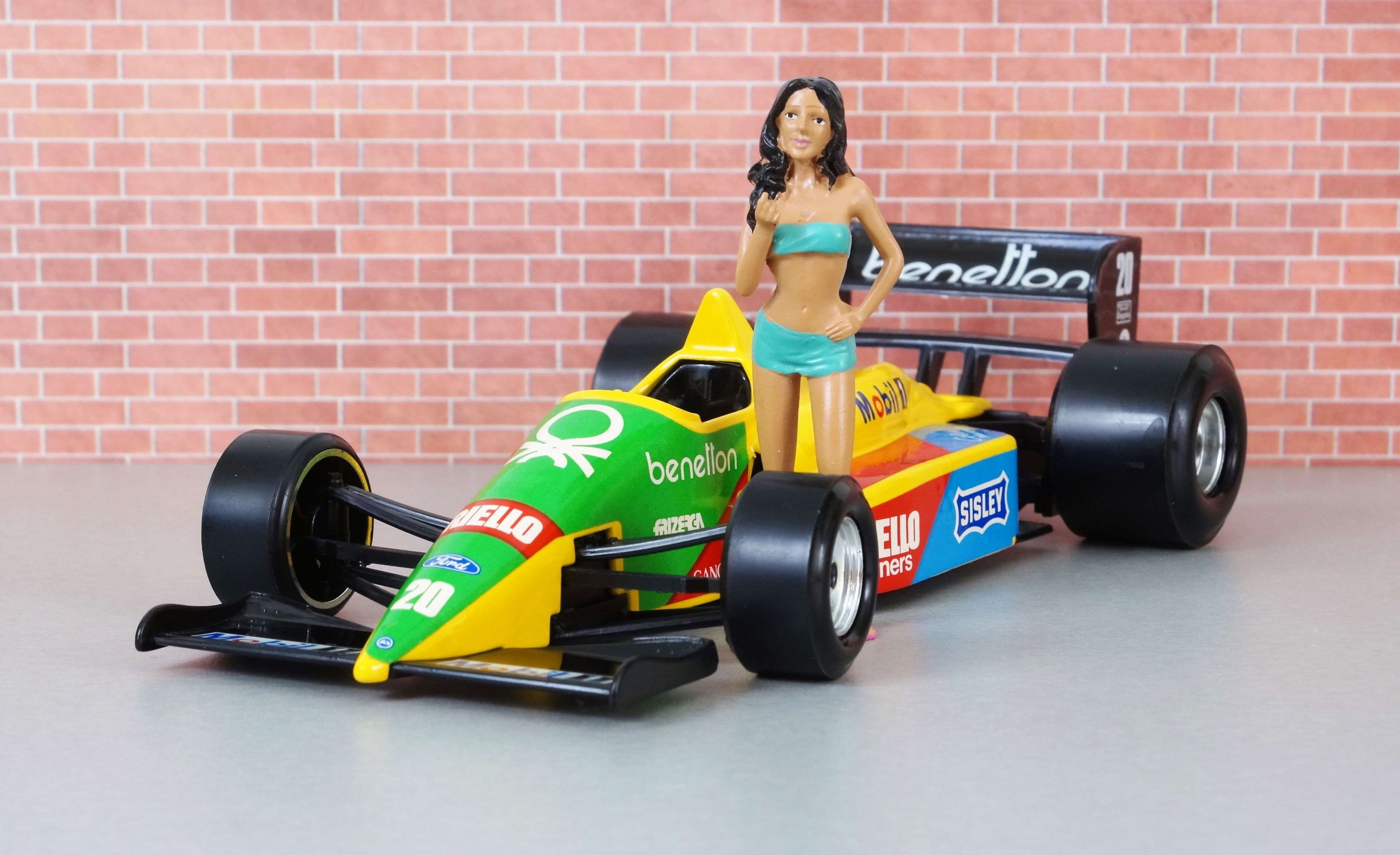 front view, pit babes, auto, women, looking at camera, sports car, young women, brick wall, toys, speed, adult, benetton, model, automotive, weight training, HD Wallpaper