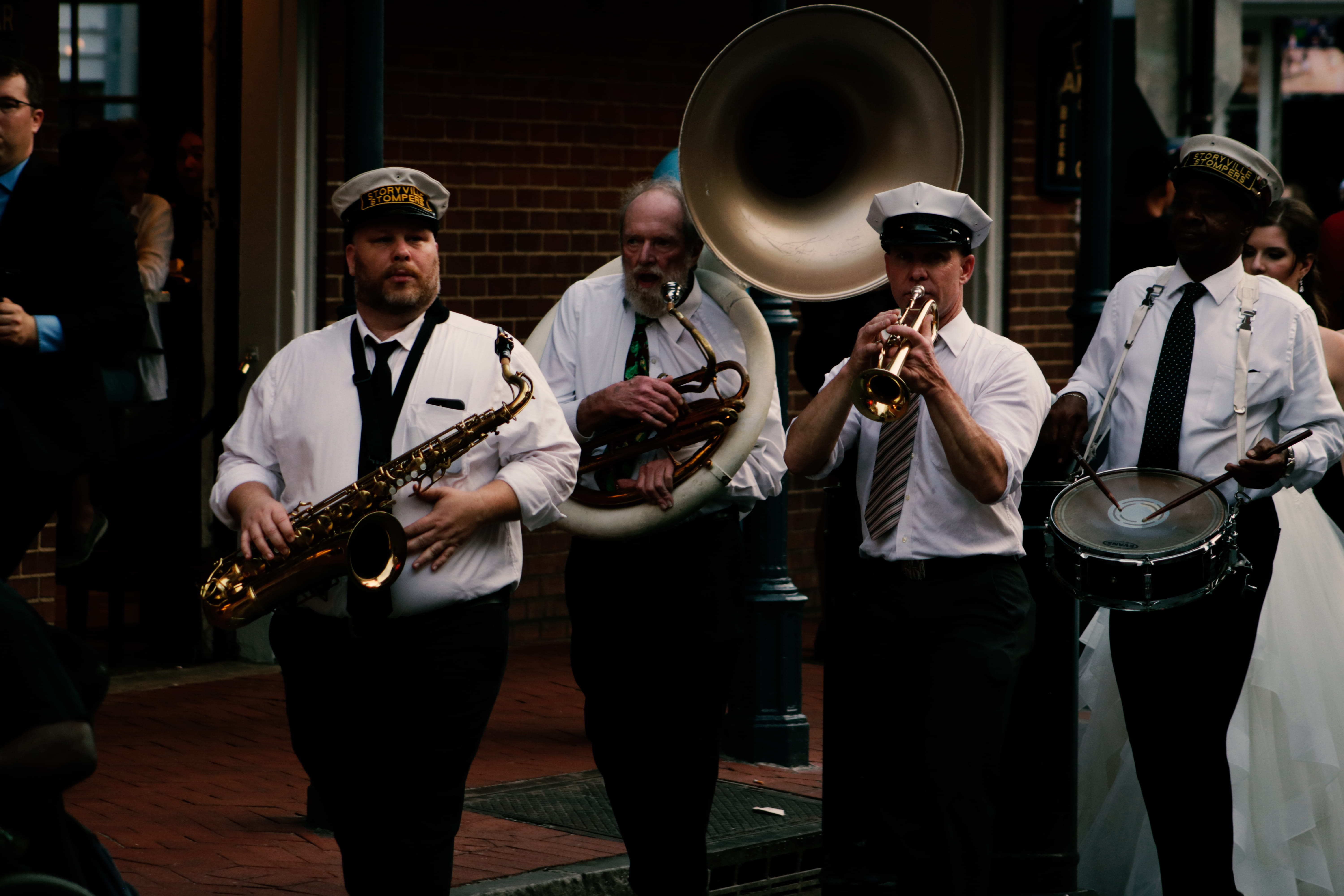 people, music, hat, performance, marching band, stage, men, playing, musical equipment, trumpet, arts culture and entertainment, wear, clothing, musical, HD Wallpaper