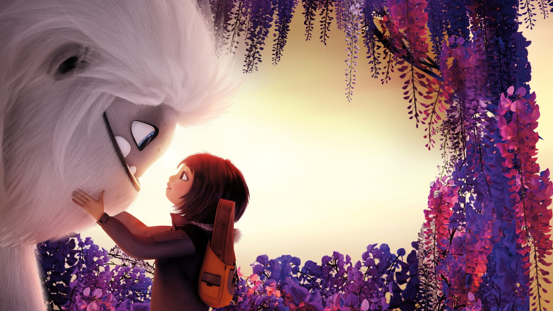 Abominable, flowers, monster, 1080P, Everest, girl, HD Wallpaper