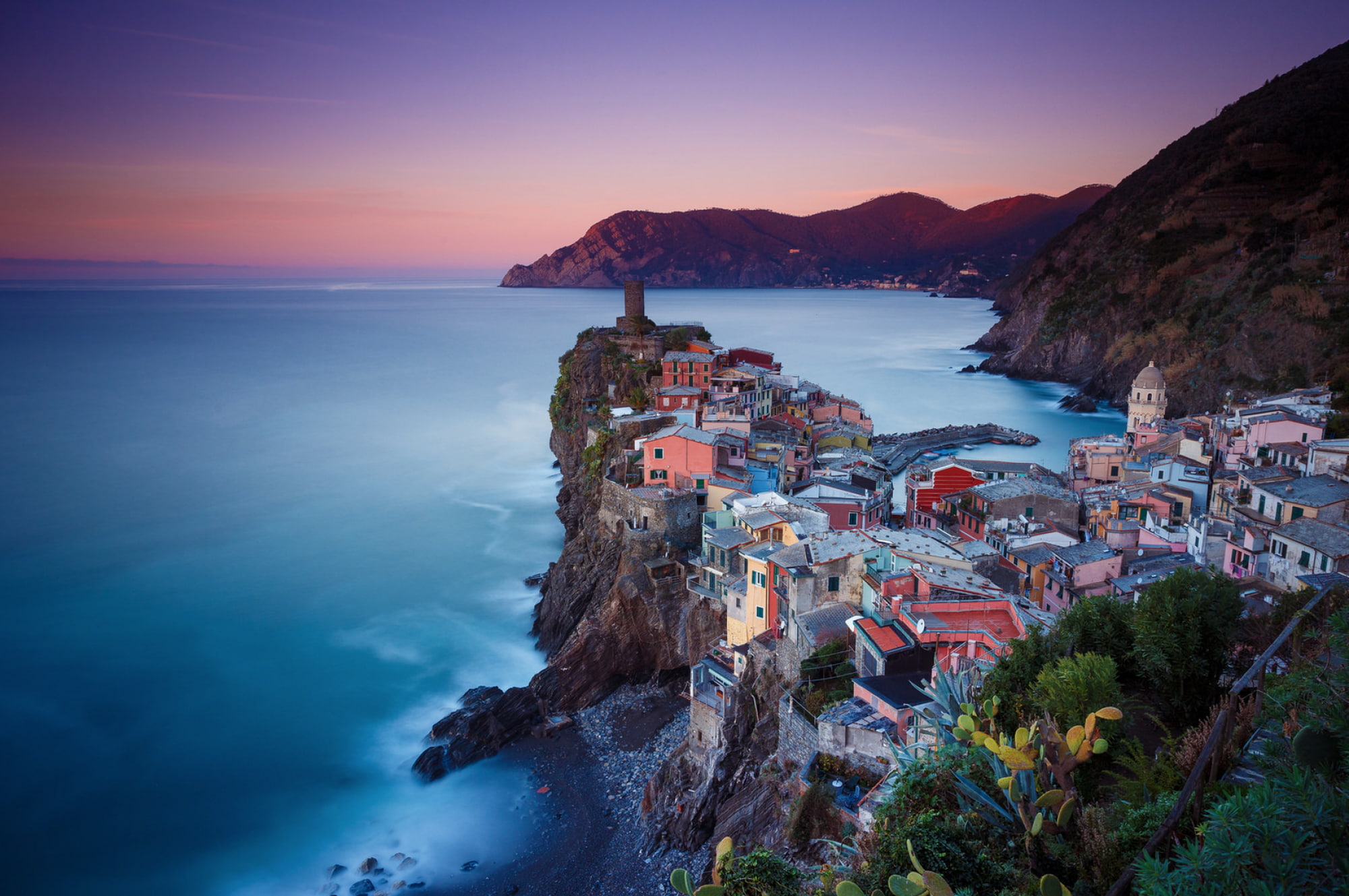 city, sea, sunset, 1080P, town, offshore, HD Wallpaper