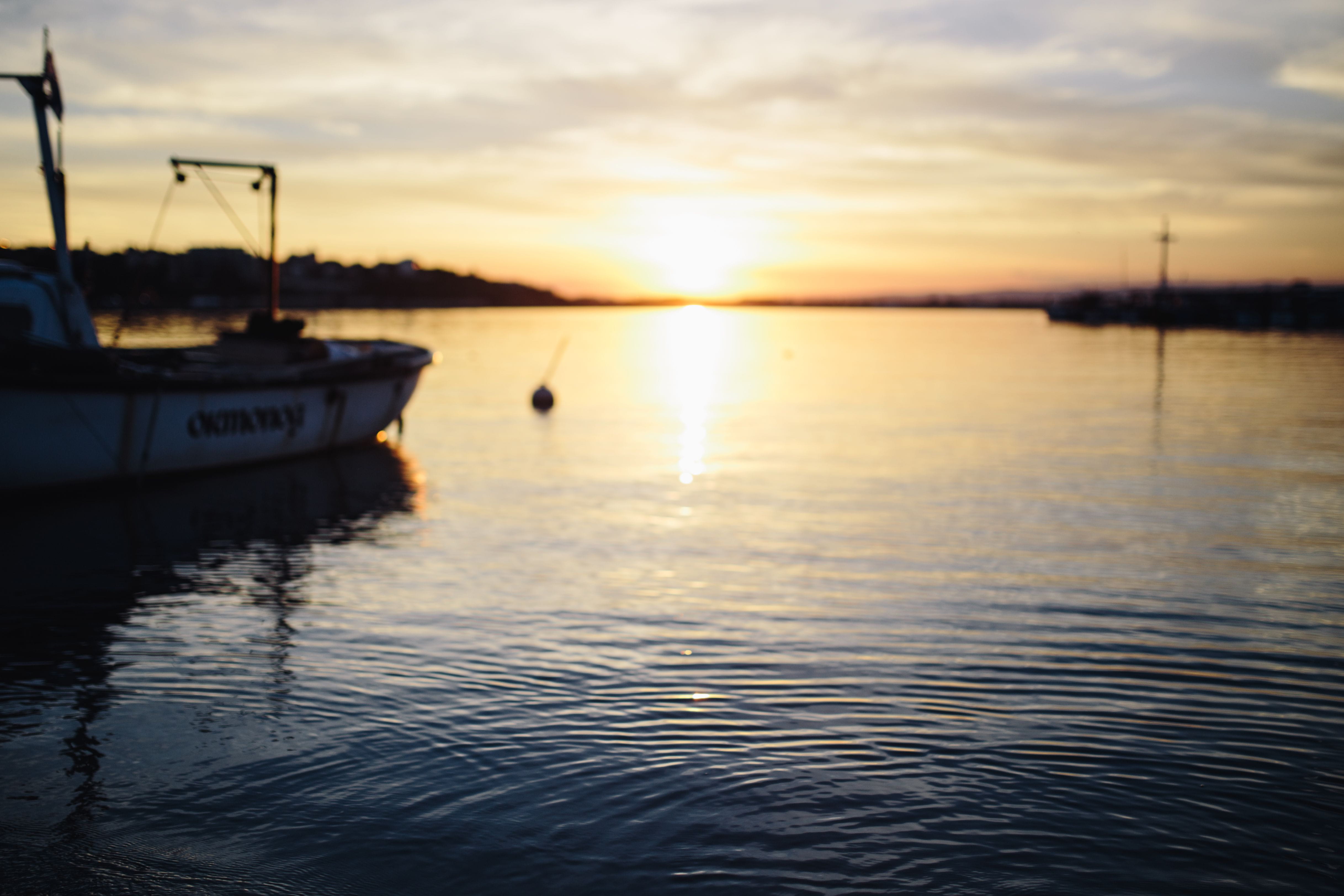offshore, landscape, tranquility, colorful, transportation, nautical vessel, sundown, idyllic, mode of transportation, 4K, nature, scenic, tranquil scene, HD Wallpaper